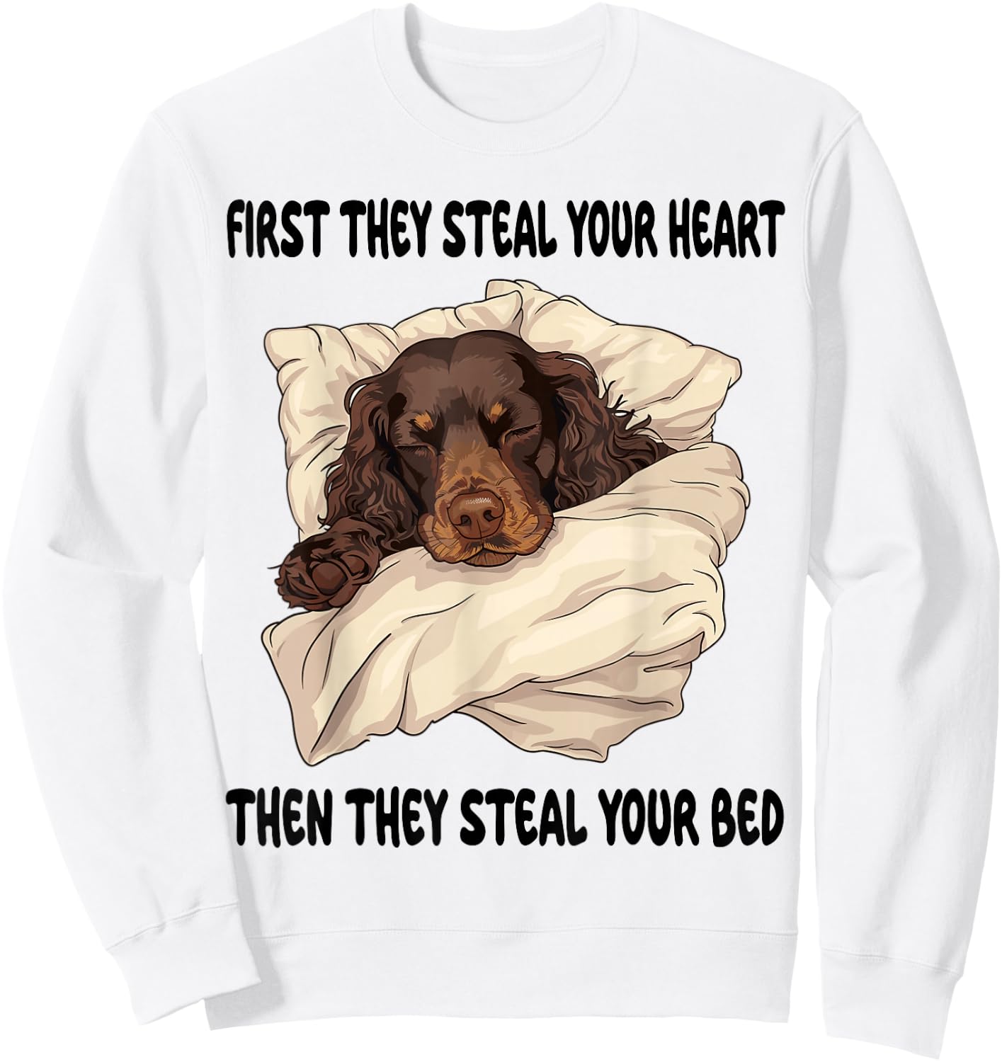 Boykin Spaniel Sleeping Pajamas Nightgown Sweatshirt - Sweatshirt | White
