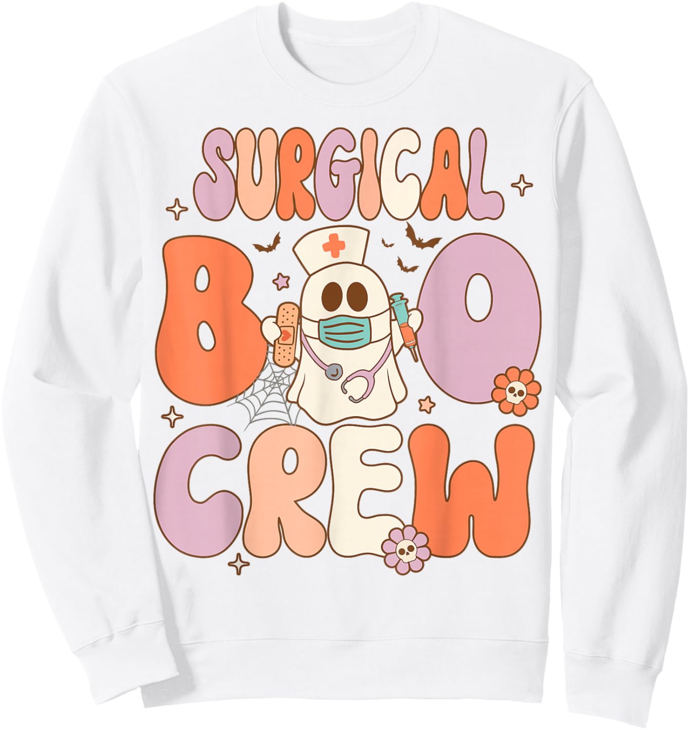 Surgical Boo Crew Nurse Funny Halloween Easy Costume Sweatshirt - Sweatshirt | White
