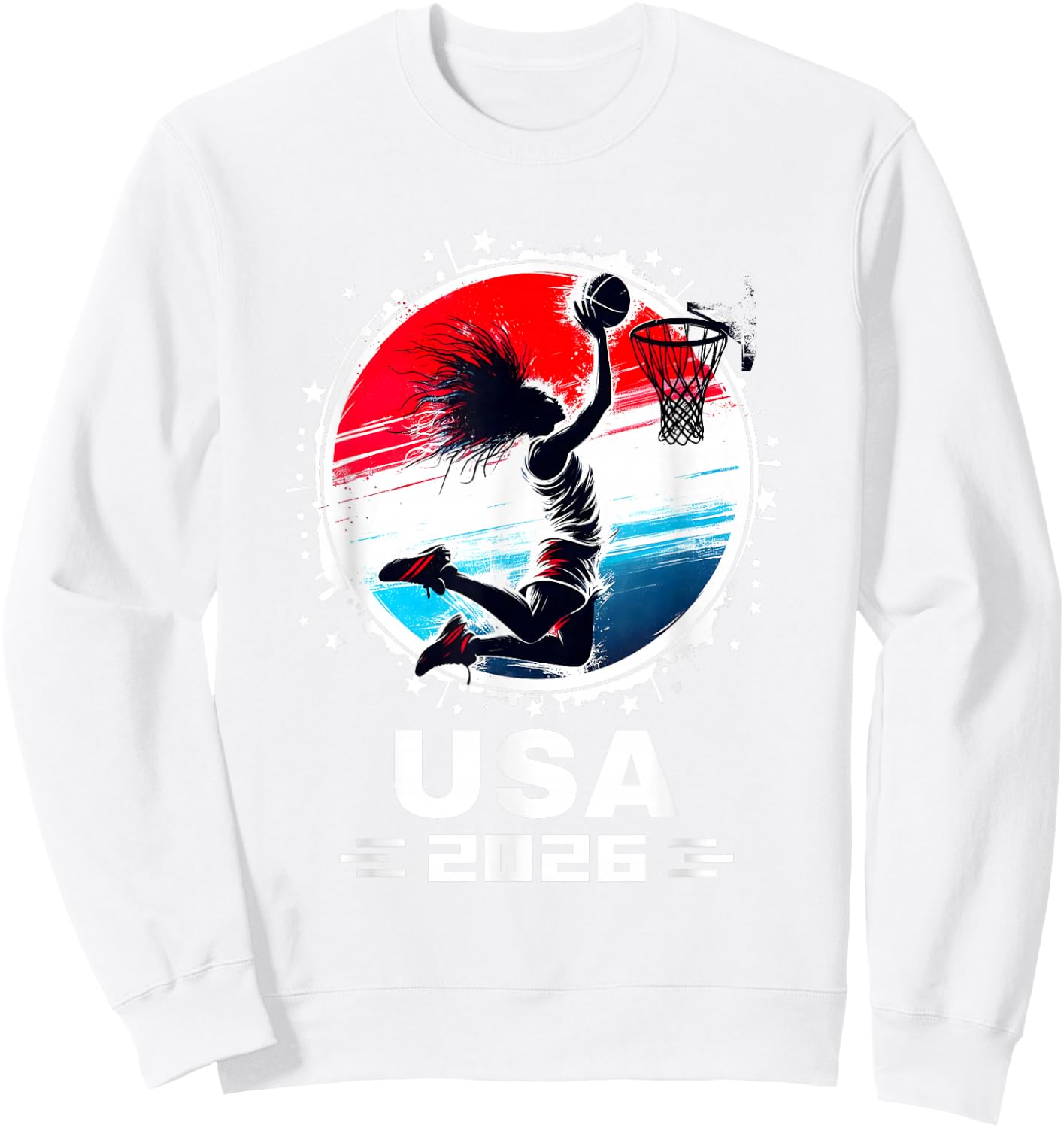 Basketball 2026 Women Basketball USA Flag 2026 Sweatshirt - Sweatshirt | White