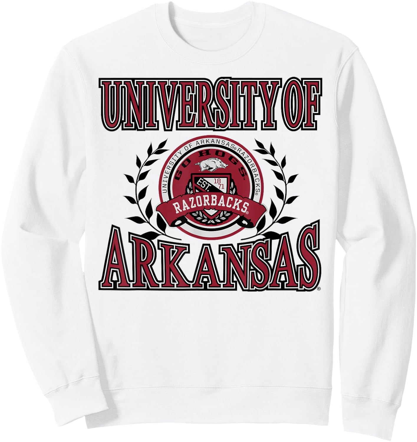 Arkansas Razorbacks Laurels Officially Licensed Sweatshirt - Sweatshirt | White