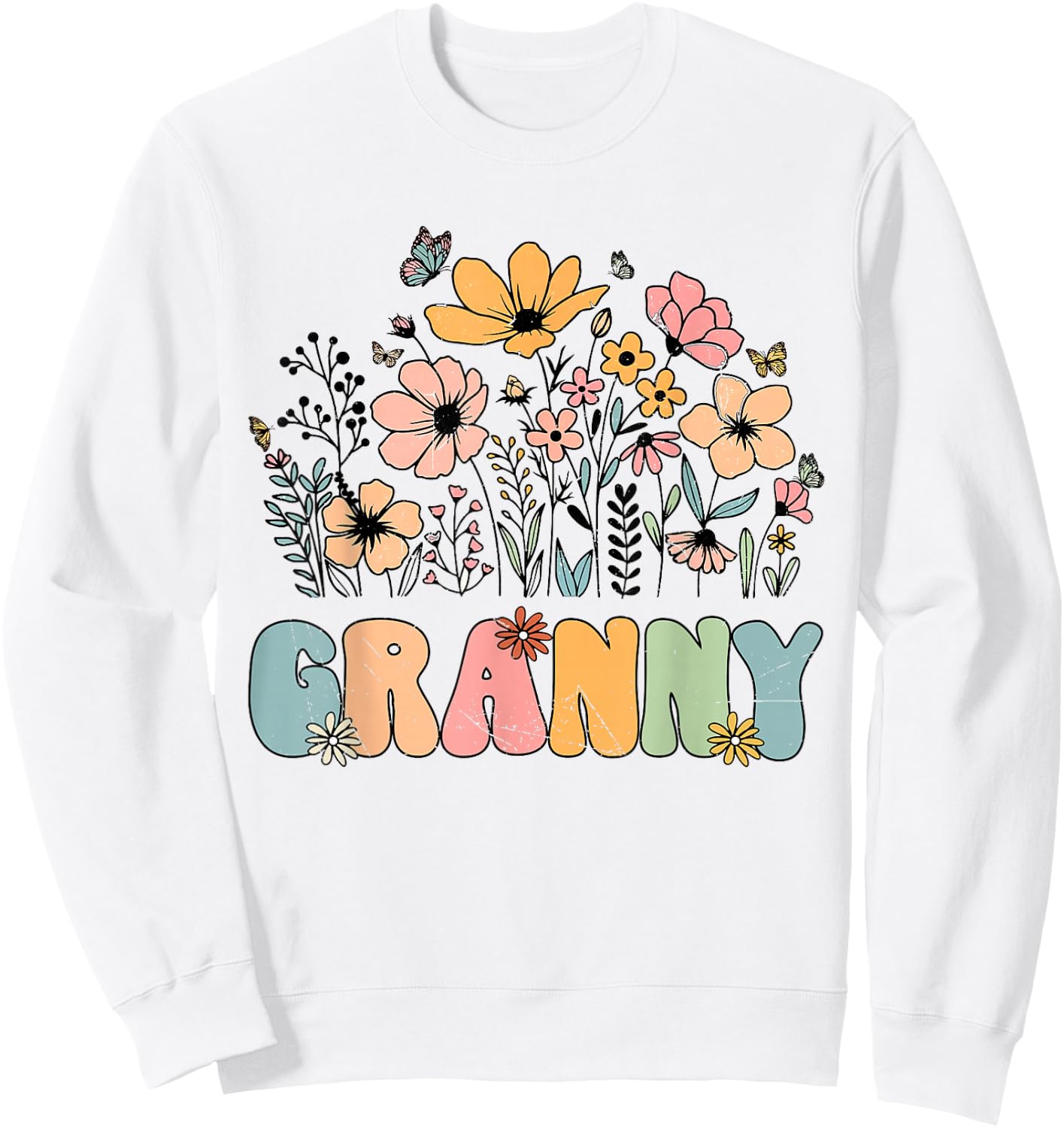 Wildflower Granny shirt for Grandma Grandmother Announcement Sweatshirt - Sweatshirt | White