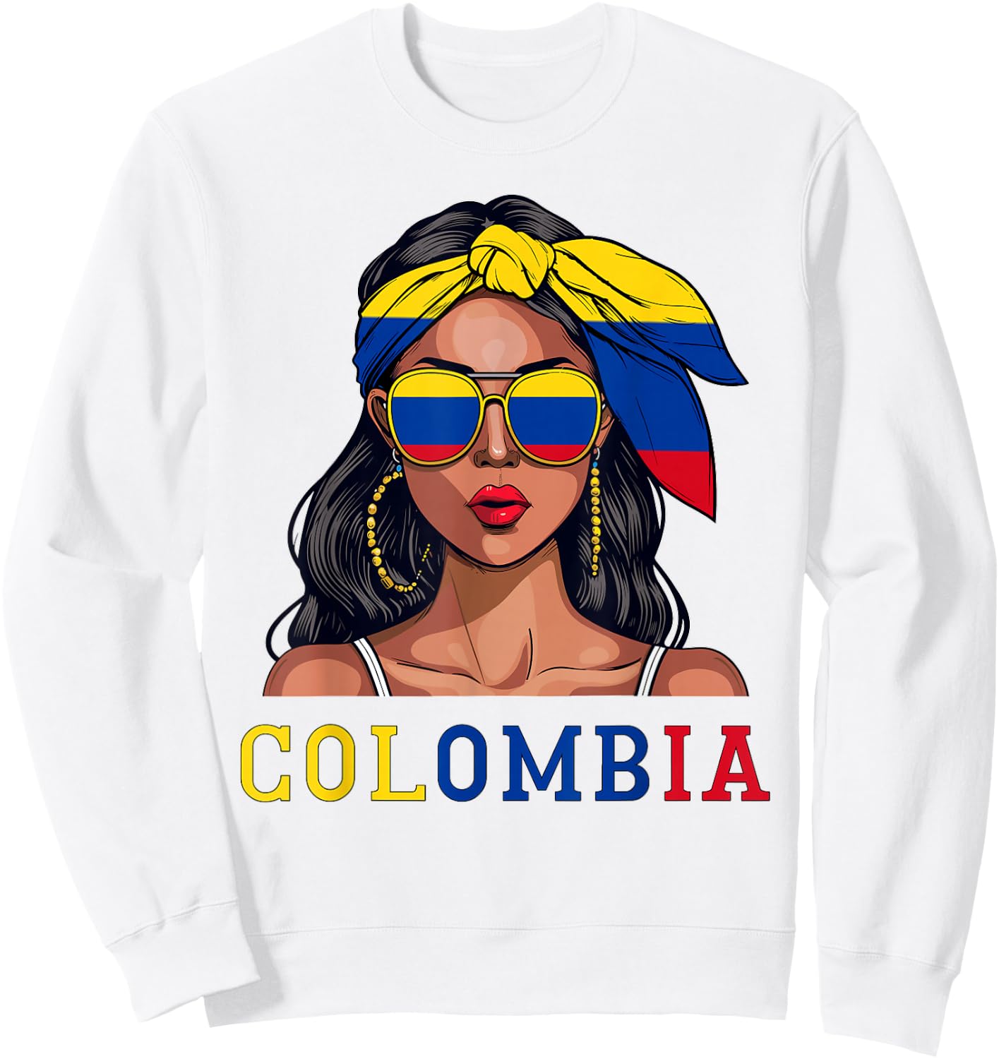 Colombianas Souvenirs Products Woman Flag Roots Colombia Sweatshirt - Sweatshirt | White