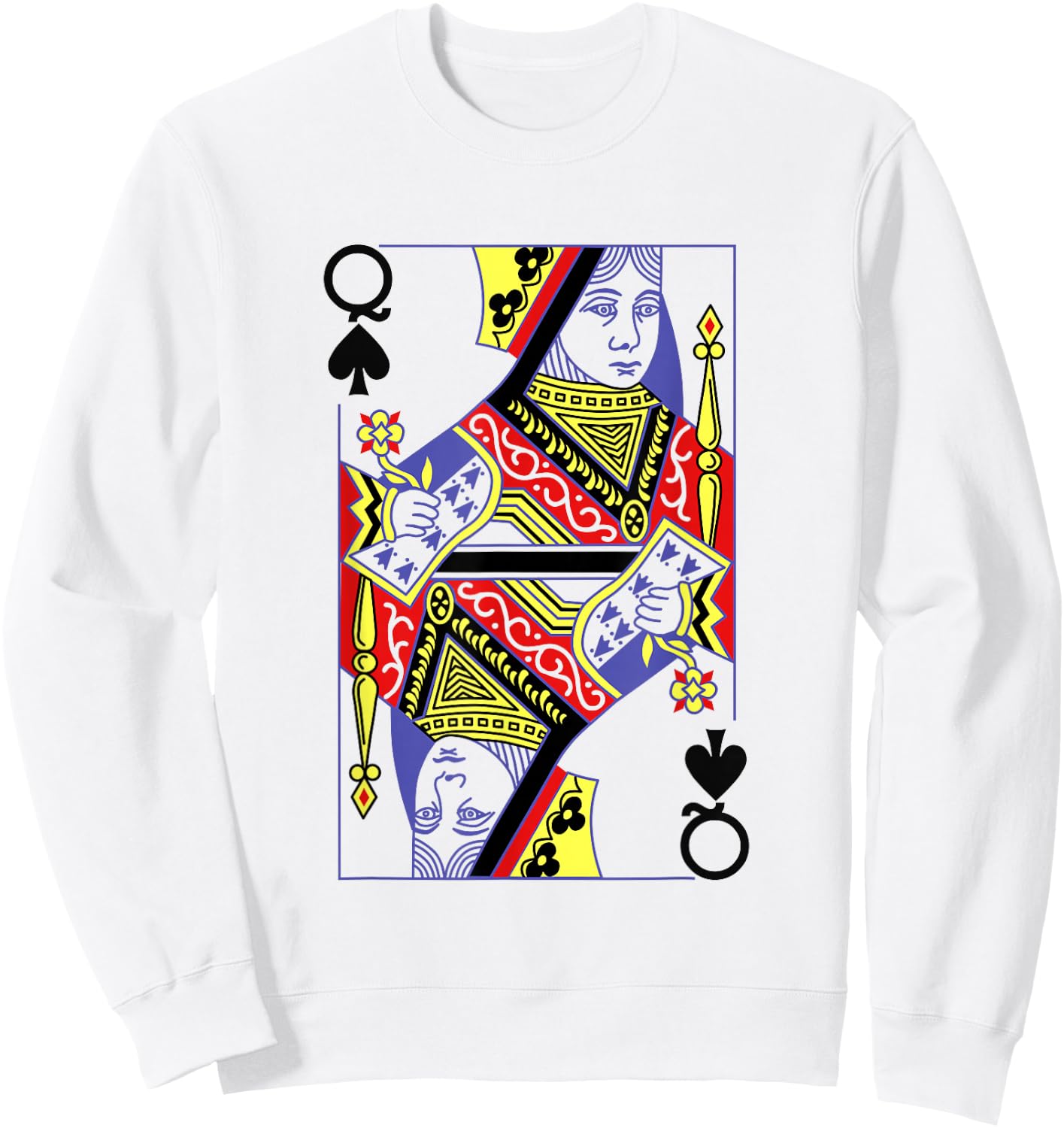 Queen of Spades Royal Flush Costume Halloween Playing Cards Sweatshirt - Sweatshirt | White