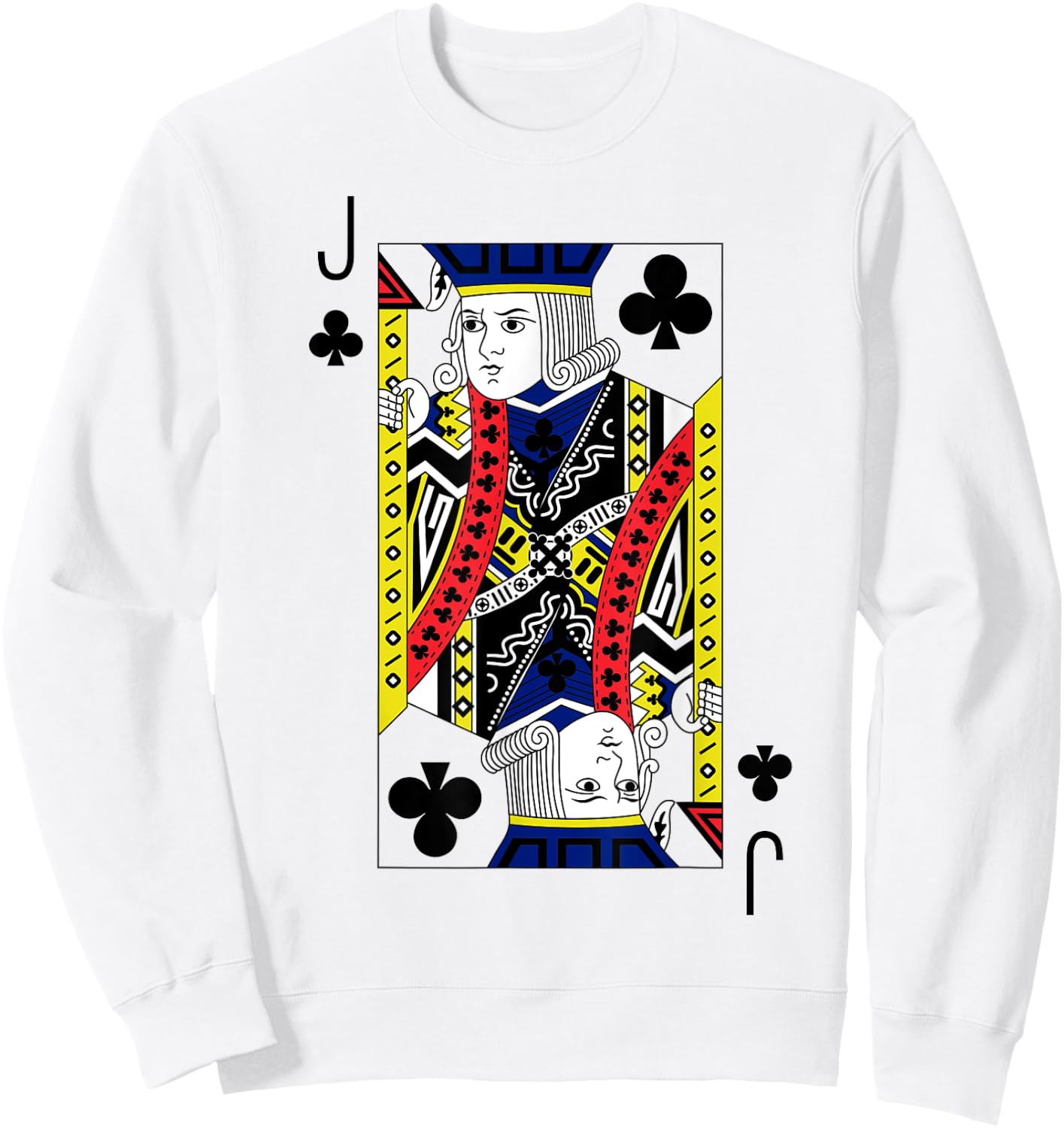 Jack of Clubs Playing Cards Halloween Party Costume Vintage Sweatshirt - Sweatshirt | White
