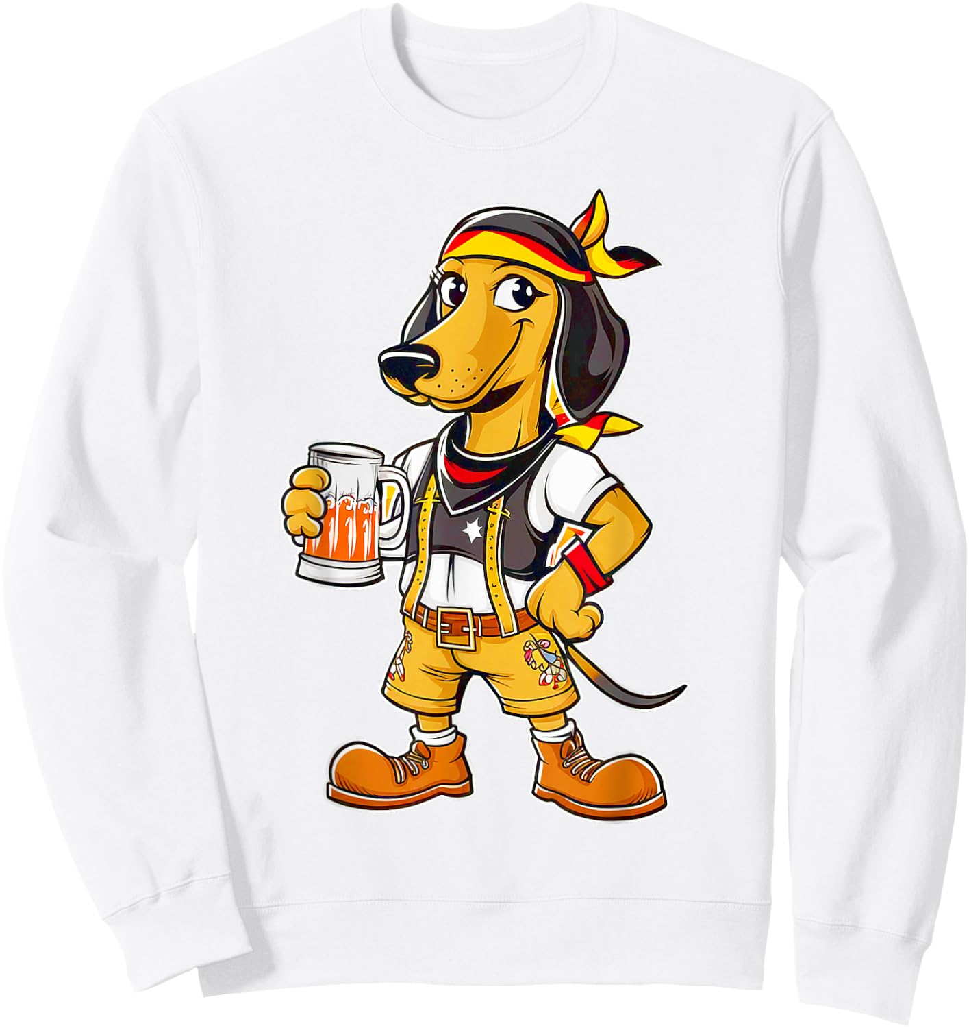 Dachshund German Clothing Oktoberfest Lederhosen Men's Cheers Sweatshirt - Sweatshirt | White