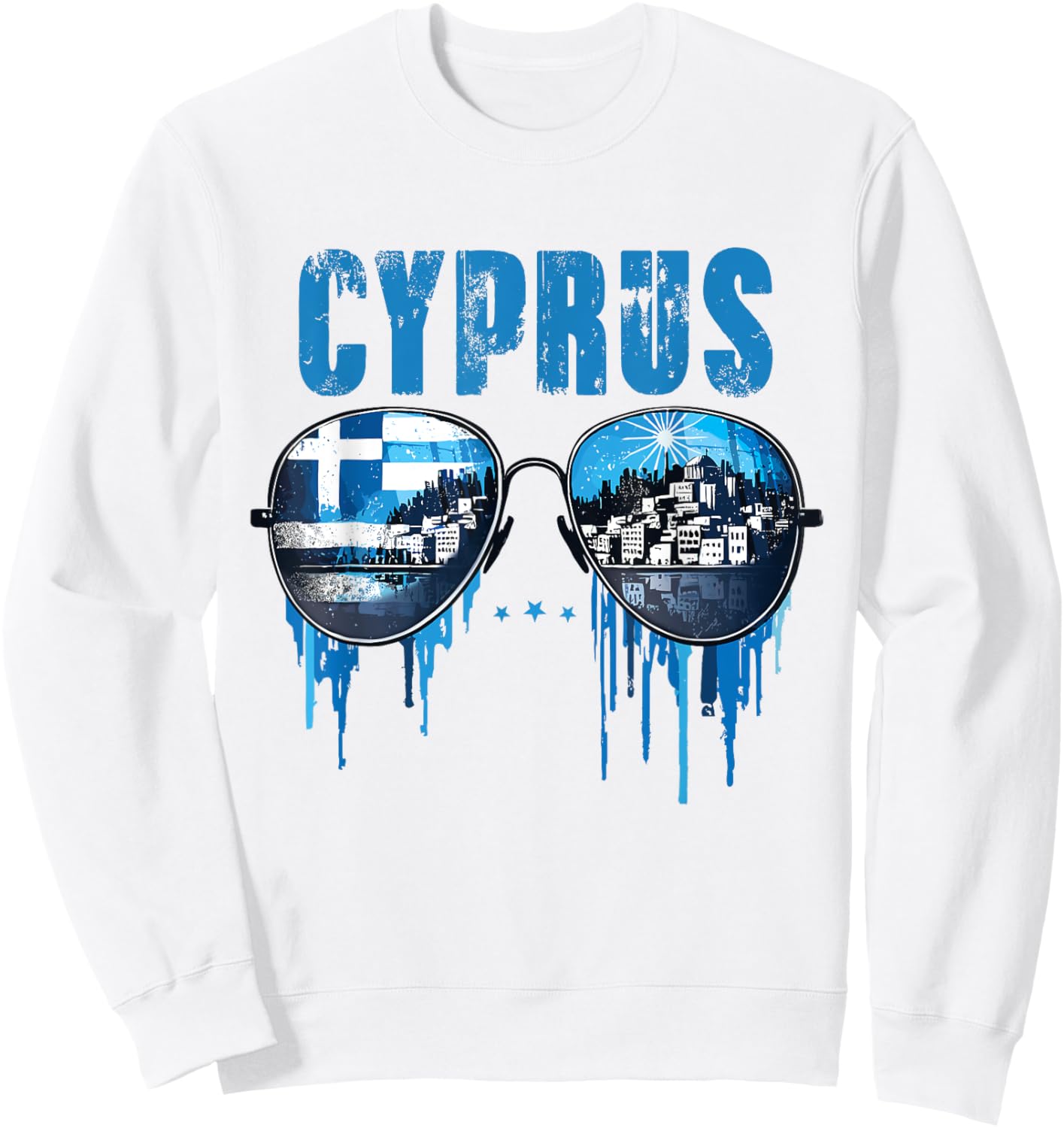 Cyprus Retro Sunglasses Sweatshirt - Sweatshirt | White