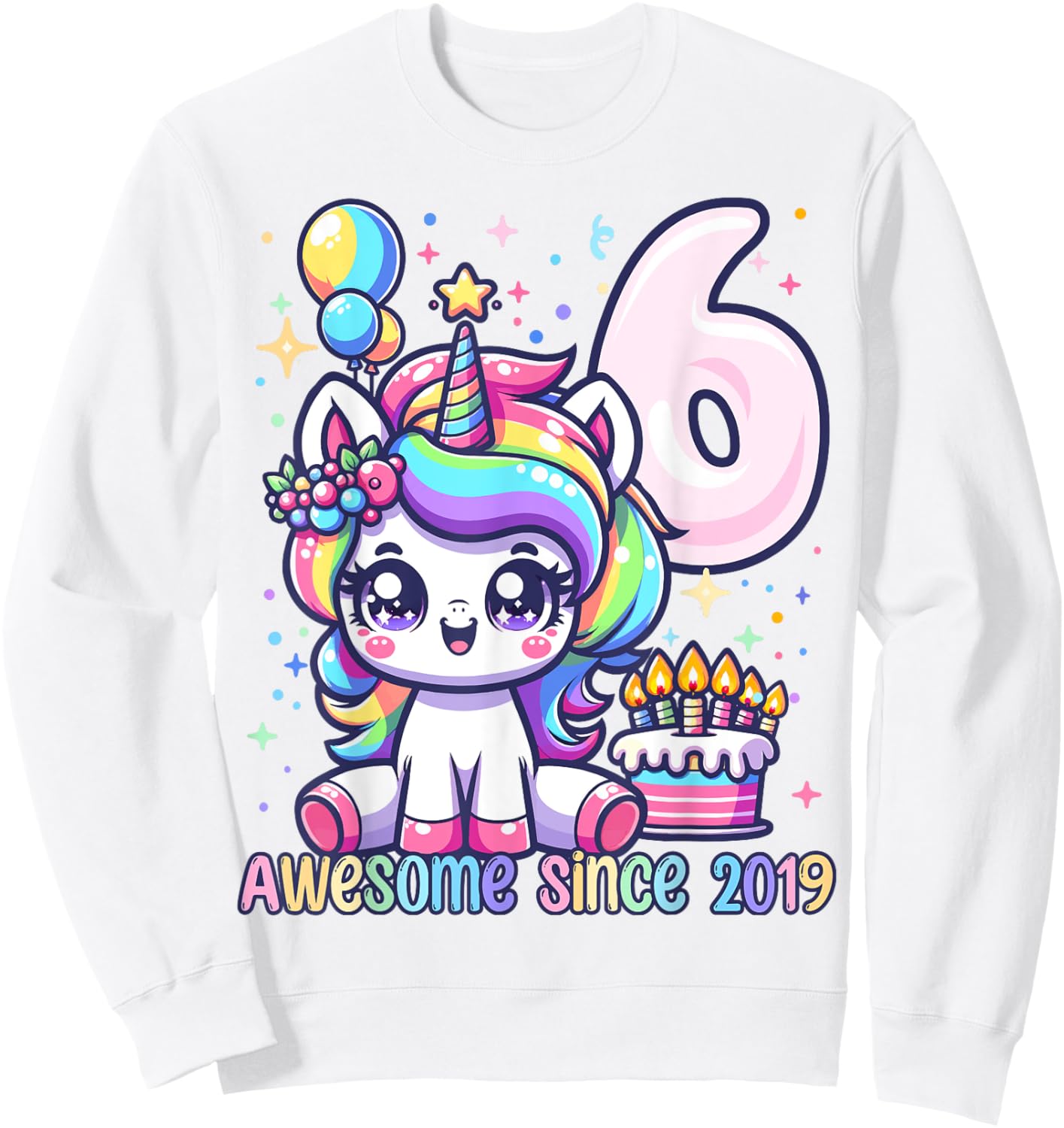 Unicorn 6th Birthday 6 Year Old Unicorn Party Girls Outfit Sweatshirt - Sweatshirt | White