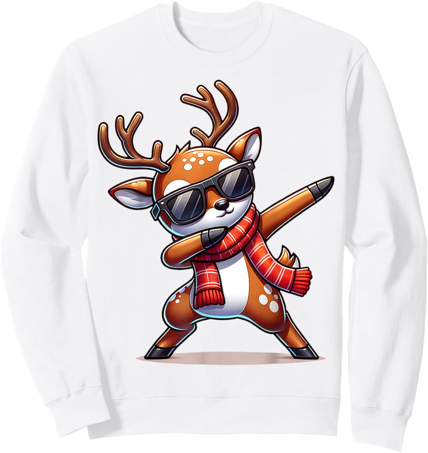 Christmas Reindeer Boys Dabbing Reindeer Santa Xmas Funny Sweatshirt - Sweatshirt | White