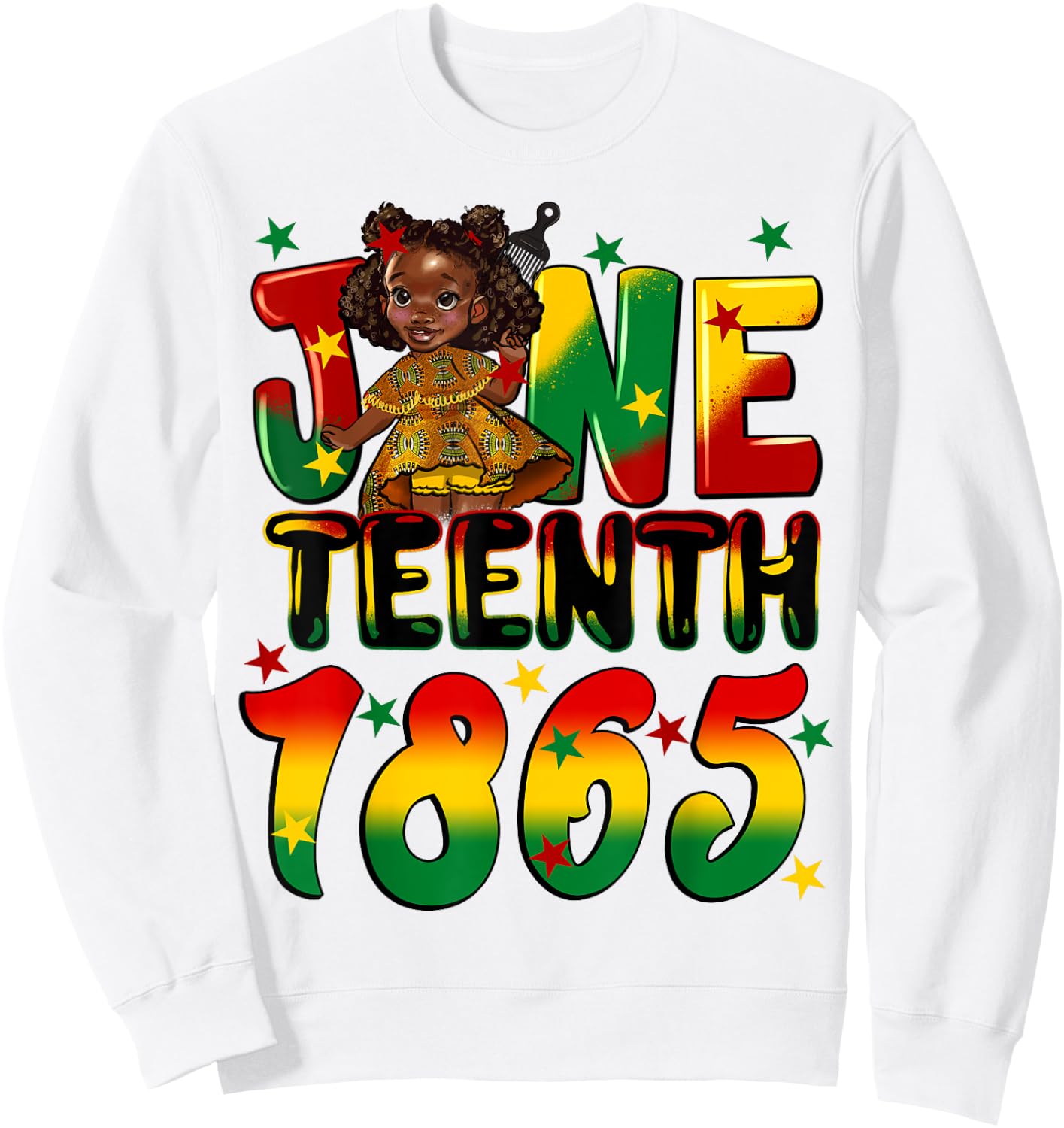 African American Melanin Black Girls Kids Juneteenth 1865 Sweatshirt - Sweatshirt | White