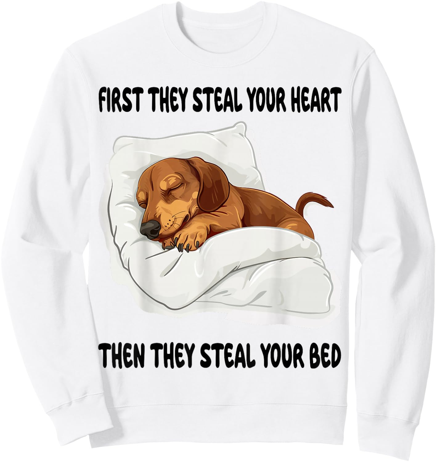 Dachshund Wiener Doxie Sleeping Pajamas Nightgown Sweatshirt - Sweatshirt | White