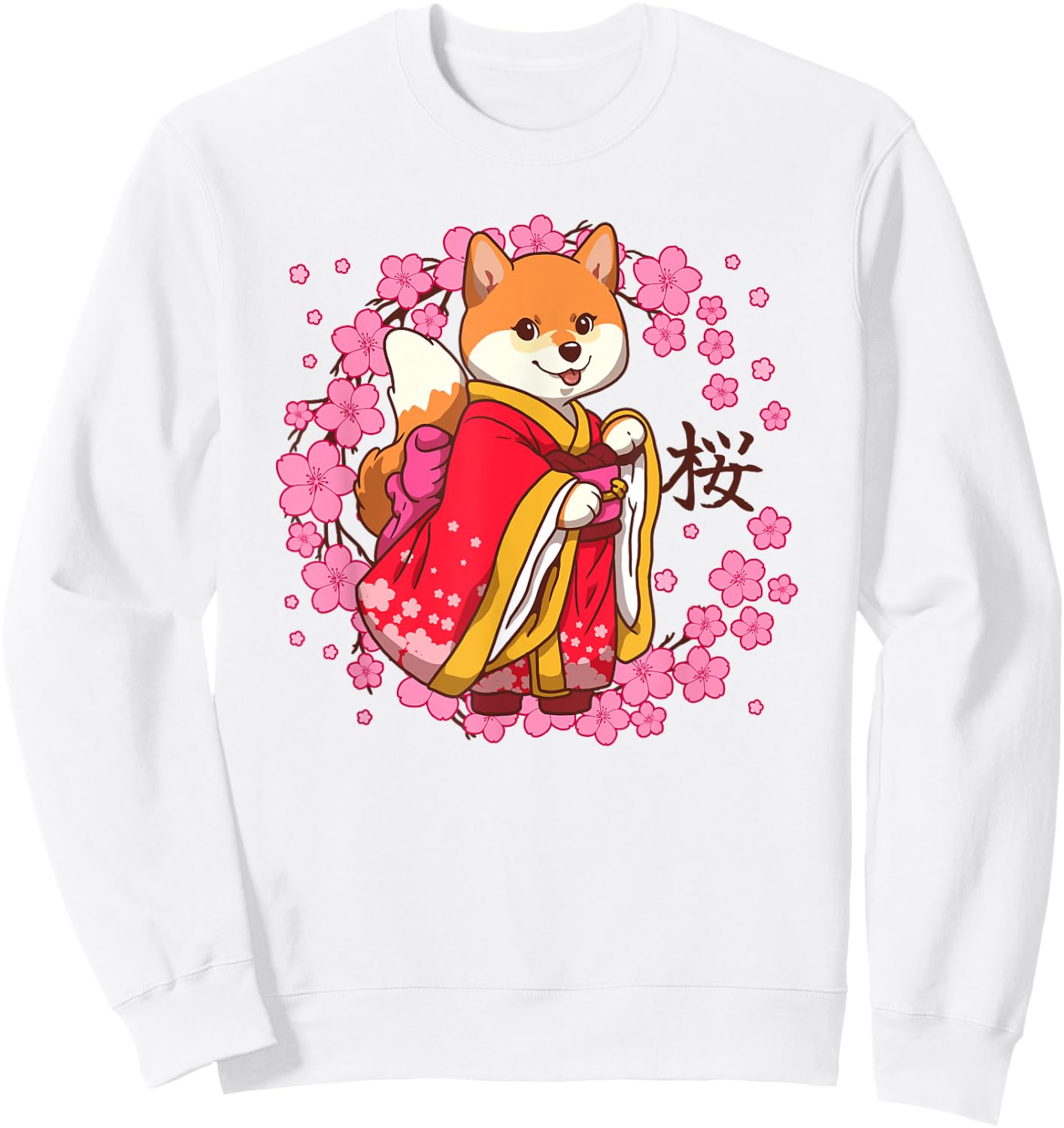 Kawaii Dog SAKURA 桜 Spring Sweatshirt - Sweatshirt | White