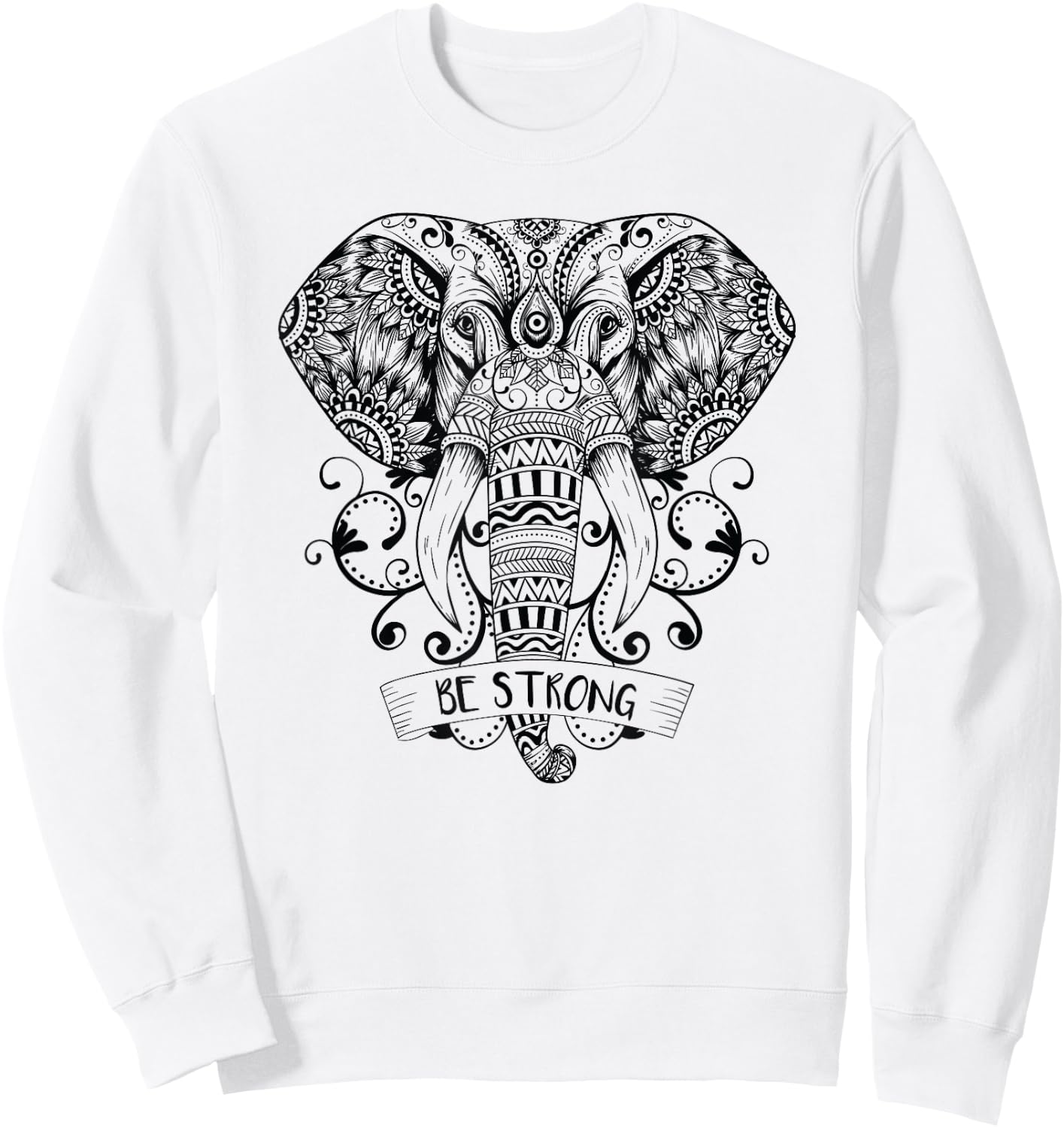 Elephant Yoga Elephant Mandala Ganesha Chakra Tribal Sweatshirt - Sweatshirt | White