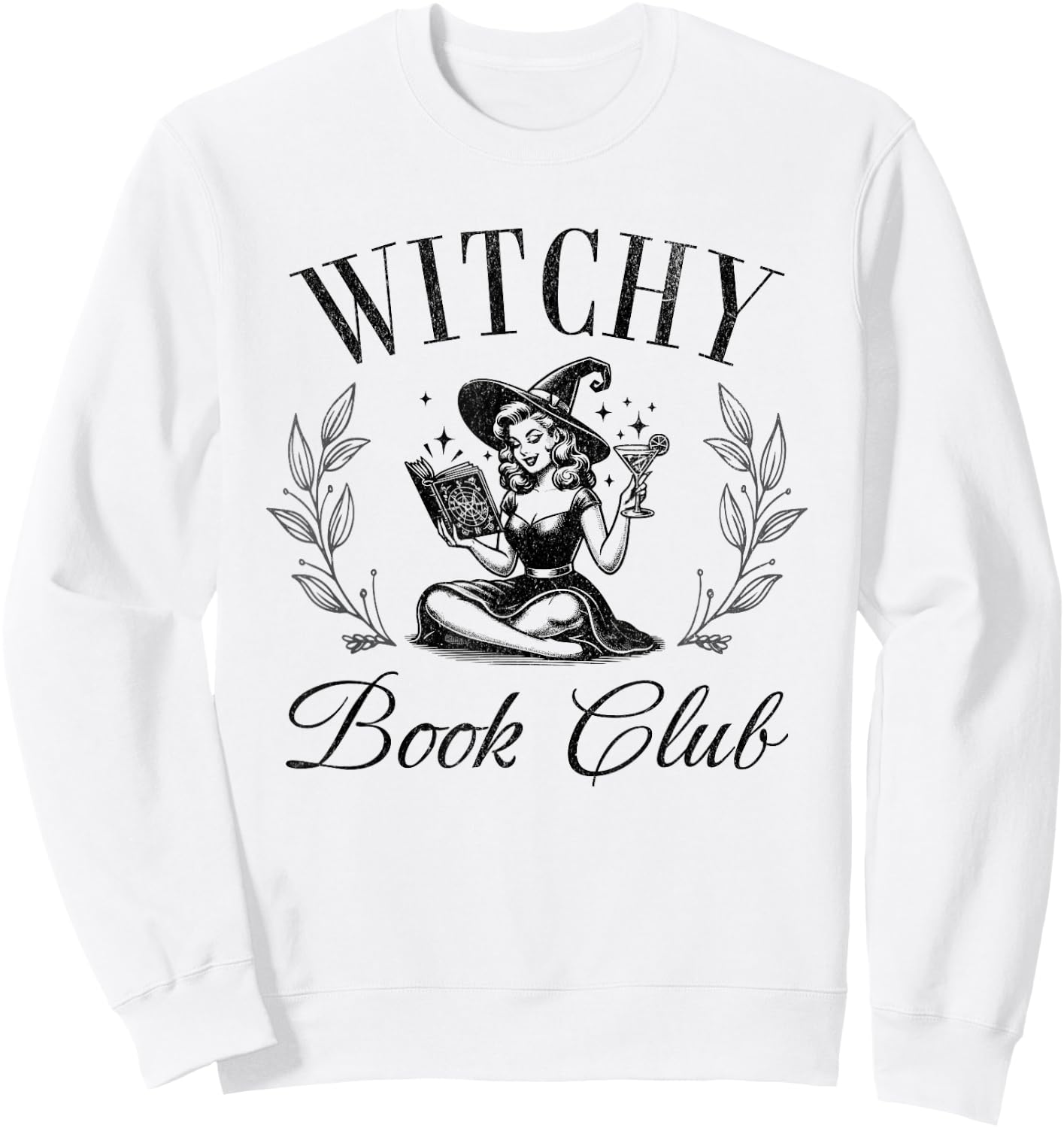 Witchy Book Club Halloween Spells Quote Saying Sweatshirt - Sweatshirt | White