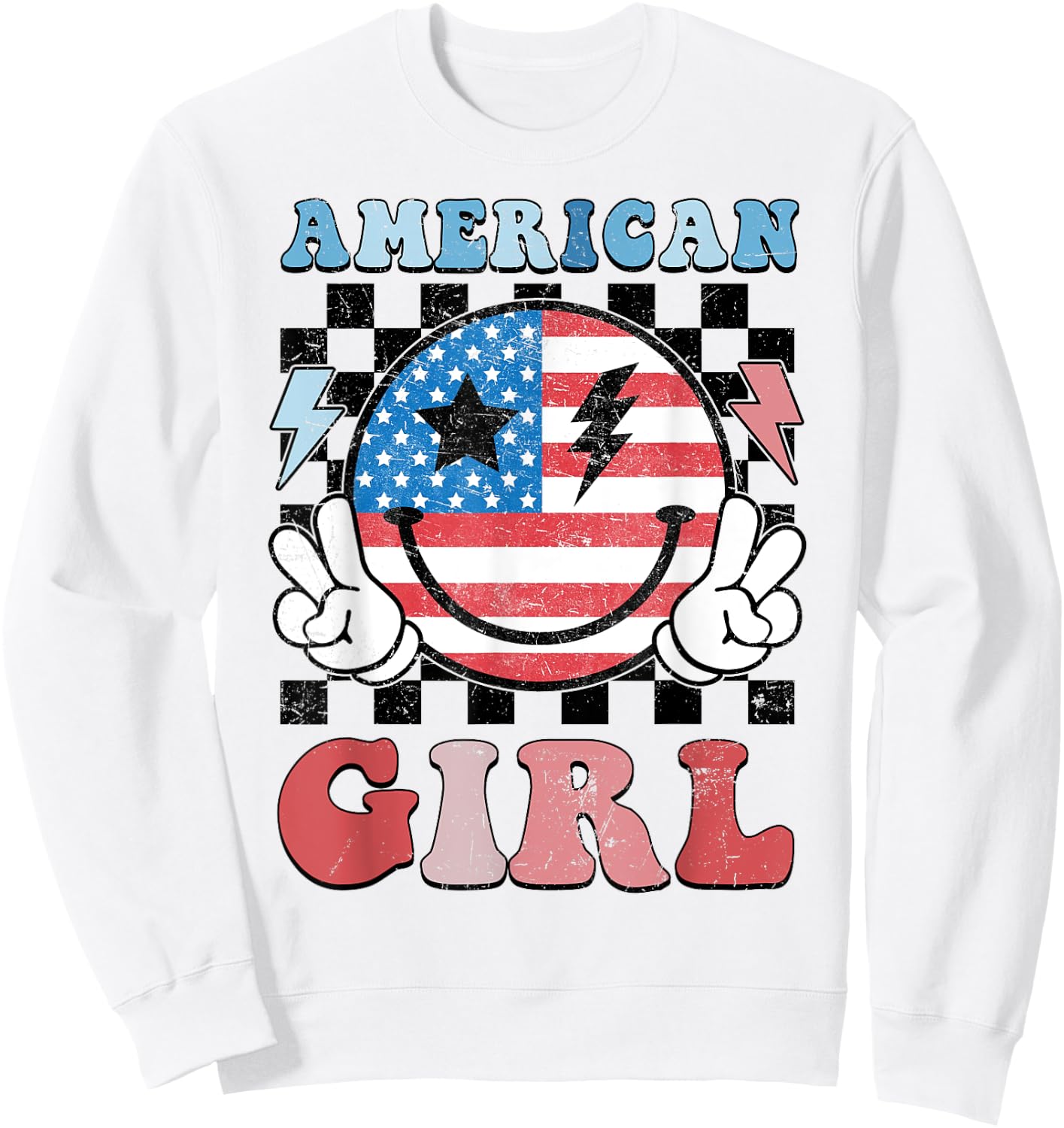 American Girl Toddler Teens Kids 4th of July Patriotic Sweatshirt - Sweatshirt | White