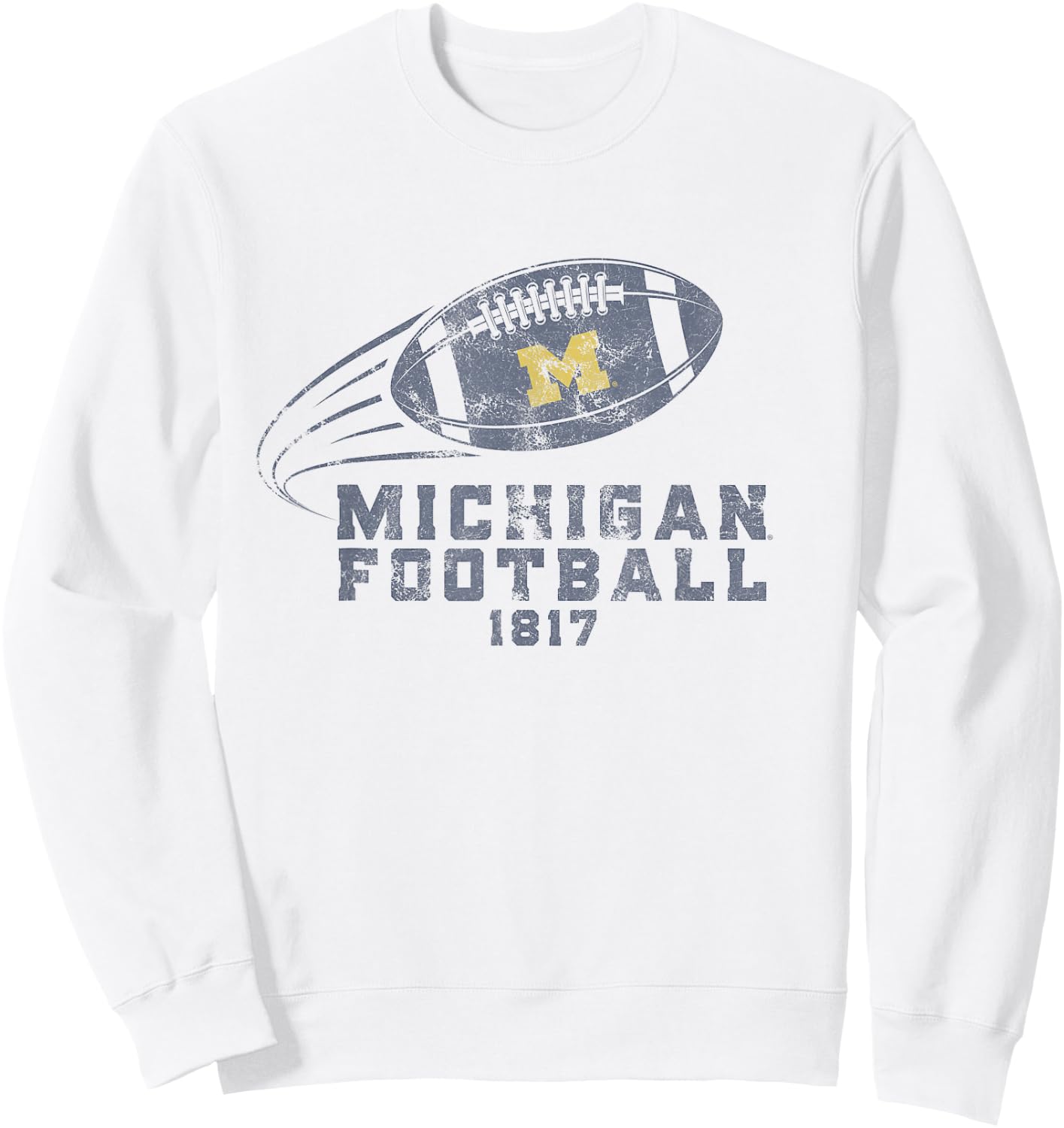 University of Michigan Wolverines U of M Spirit Football Sweatshirt - Sweatshirt | White