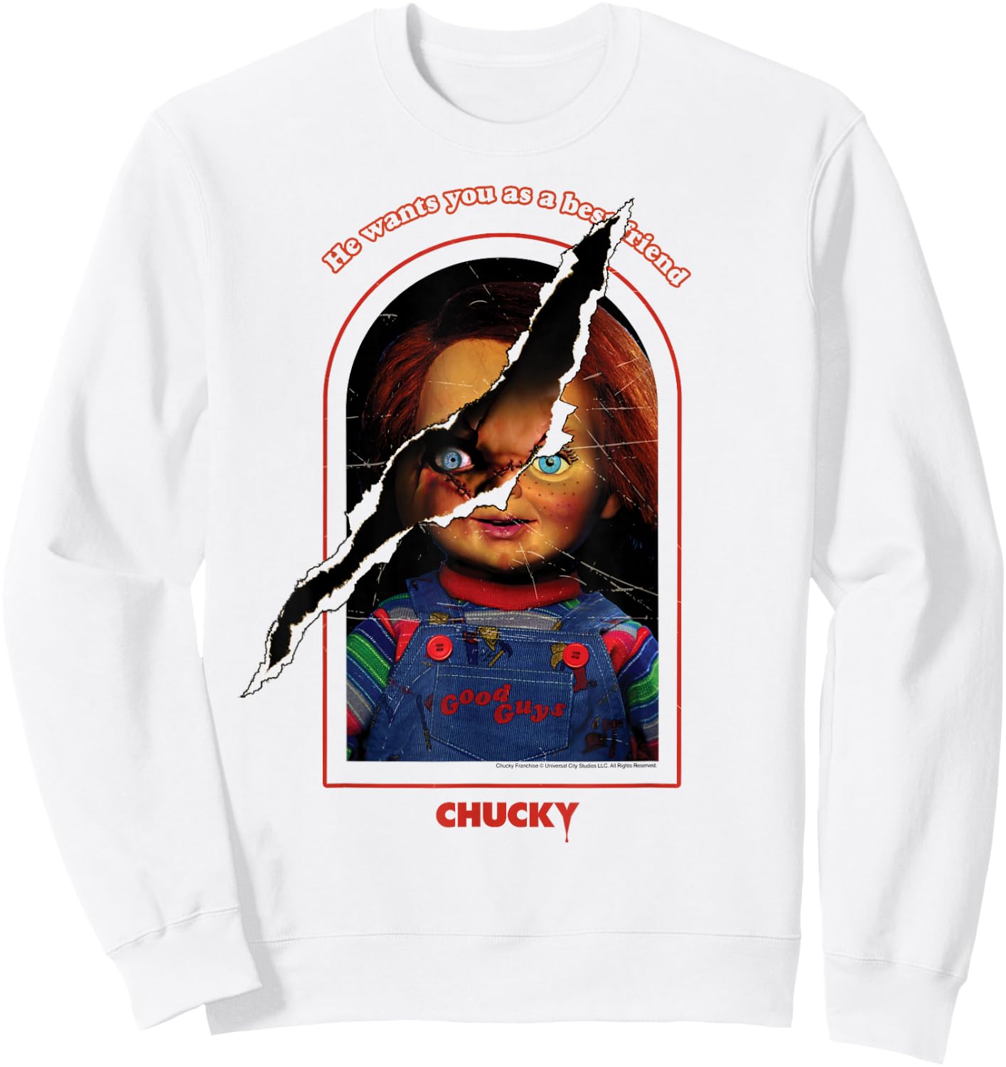 Chucky Split Face Sweatshirt - Sweatshirt | White