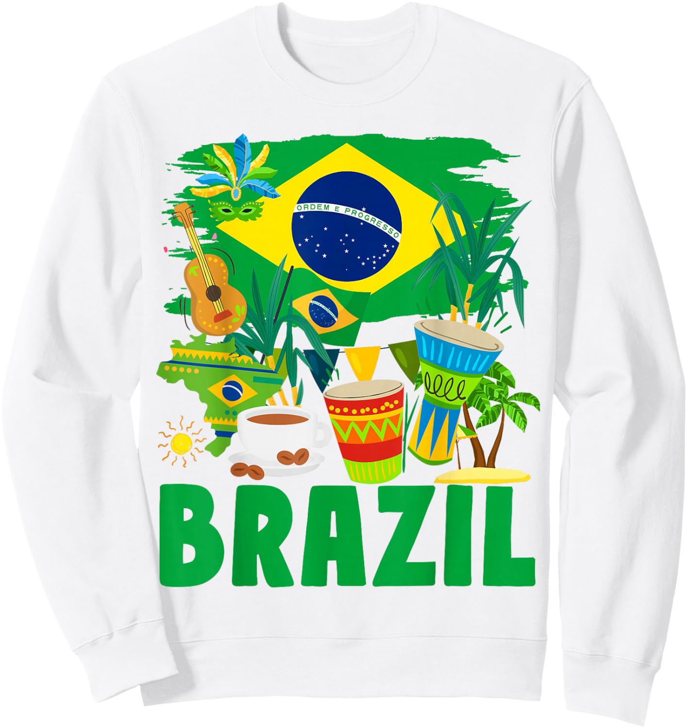 Brazil Flag Outfit Idea For Kids Brasil & Brazilian Flag Sweatshirt - Sweatshirt | White