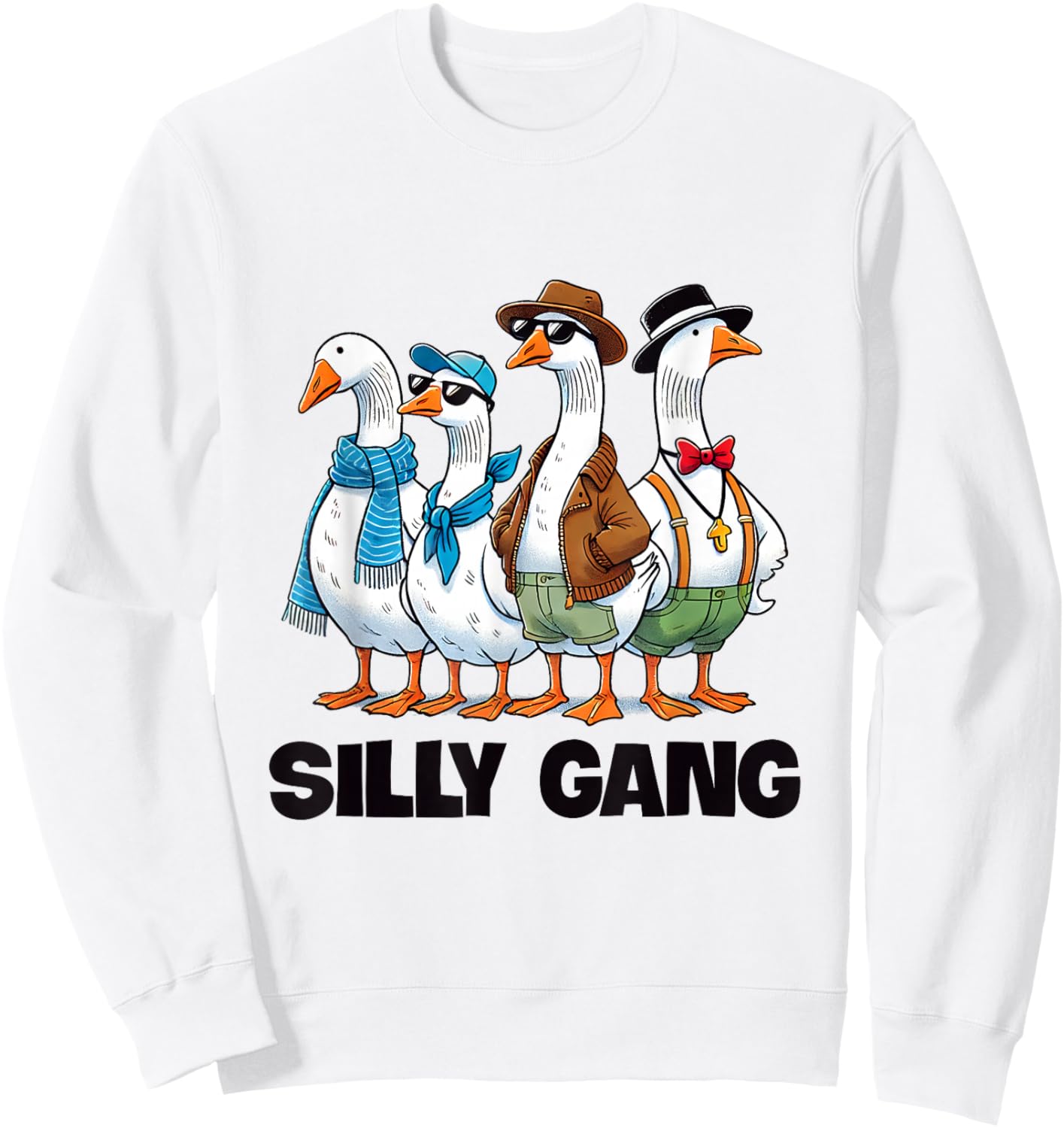 Funny Silly Gang Goose Meme Cute Goose Aesthetic Trendy Sweatshirt - Sweatshirt | White