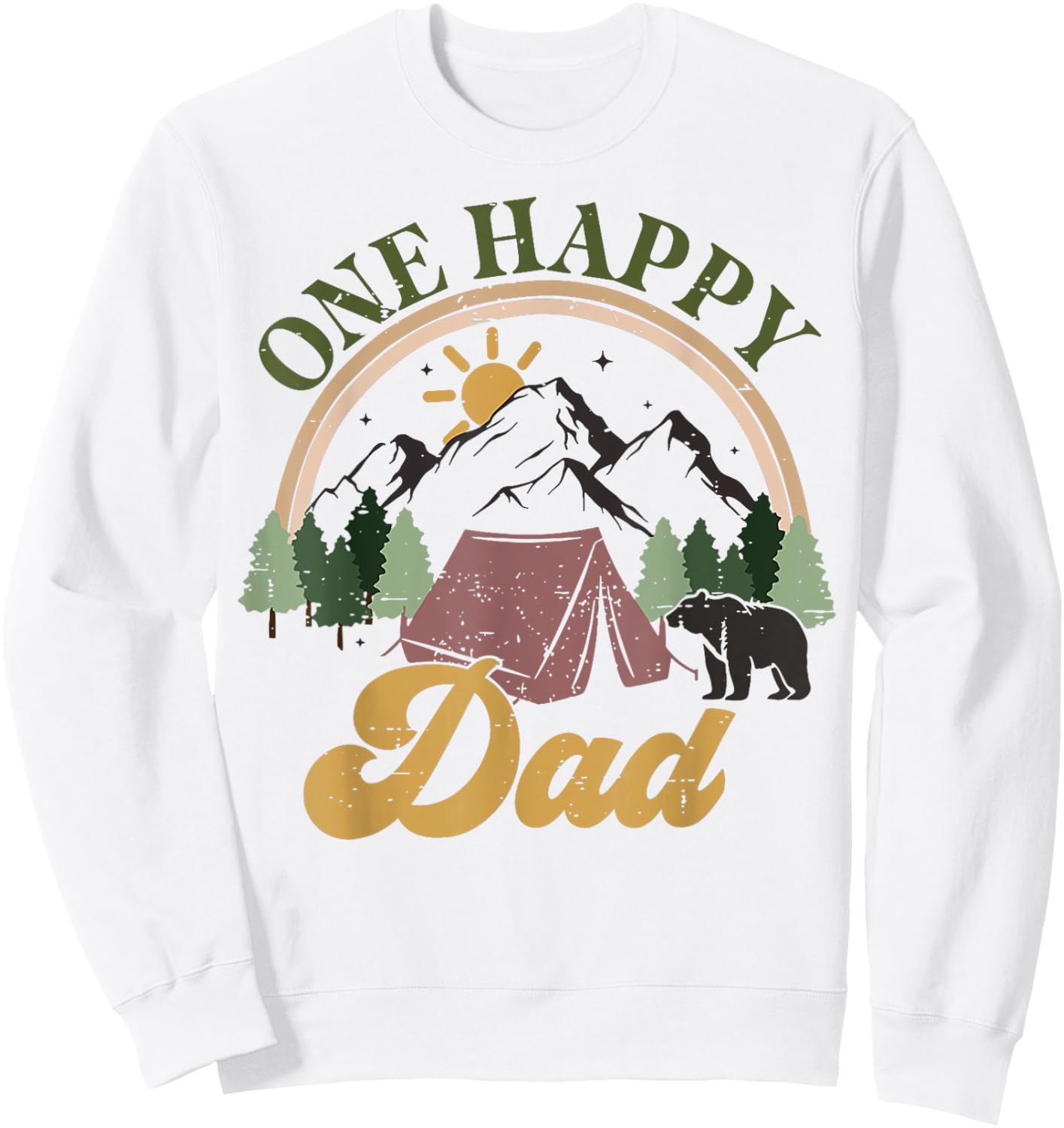 Cute One Happy Camper Birthday Decorations One Happy Dad Sweatshirt - Sweatshirt | White