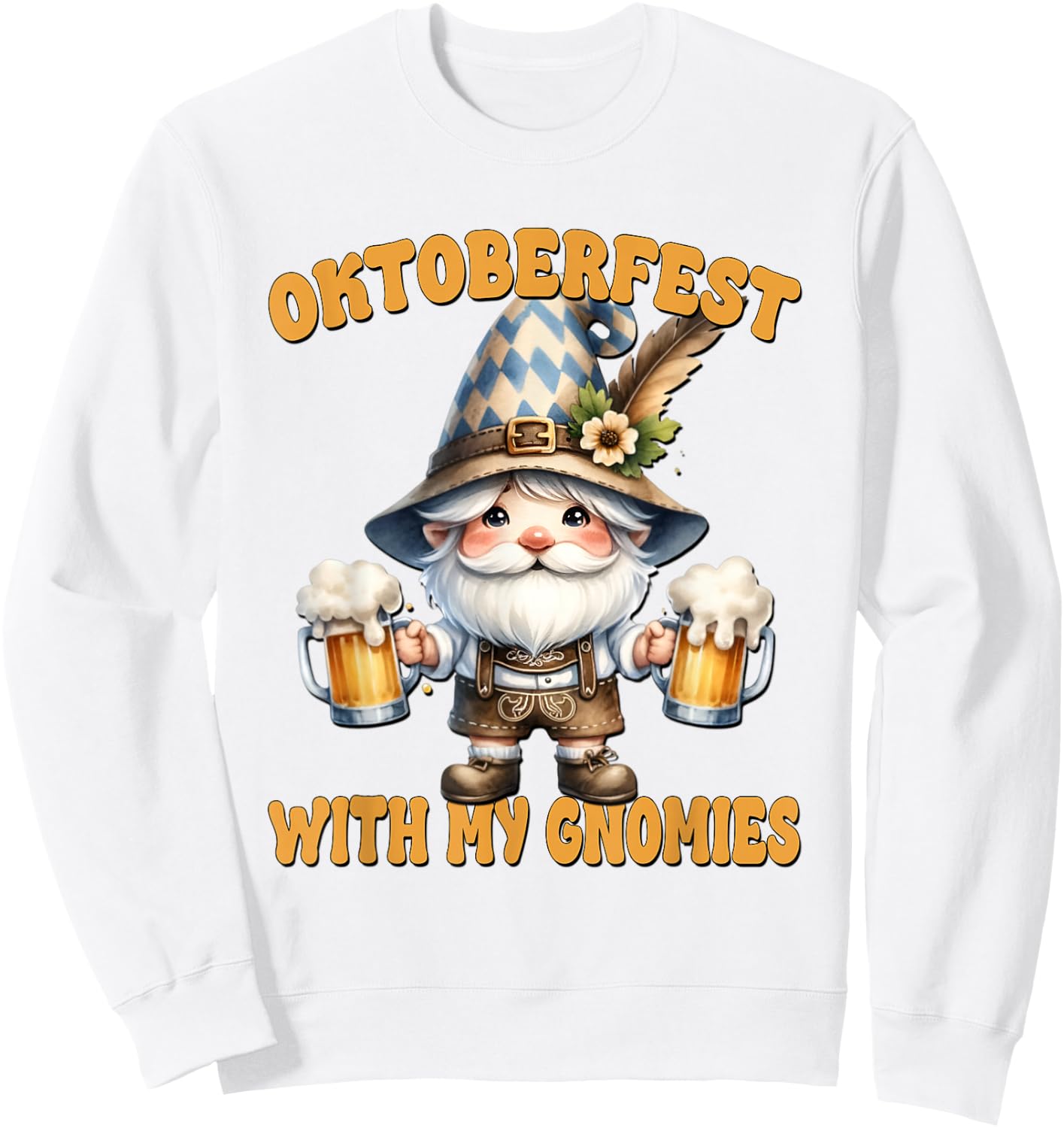 German Gnome Large Beer Mugs With Handle For Octoberfest Sweatshirt - Sweatshirt | White