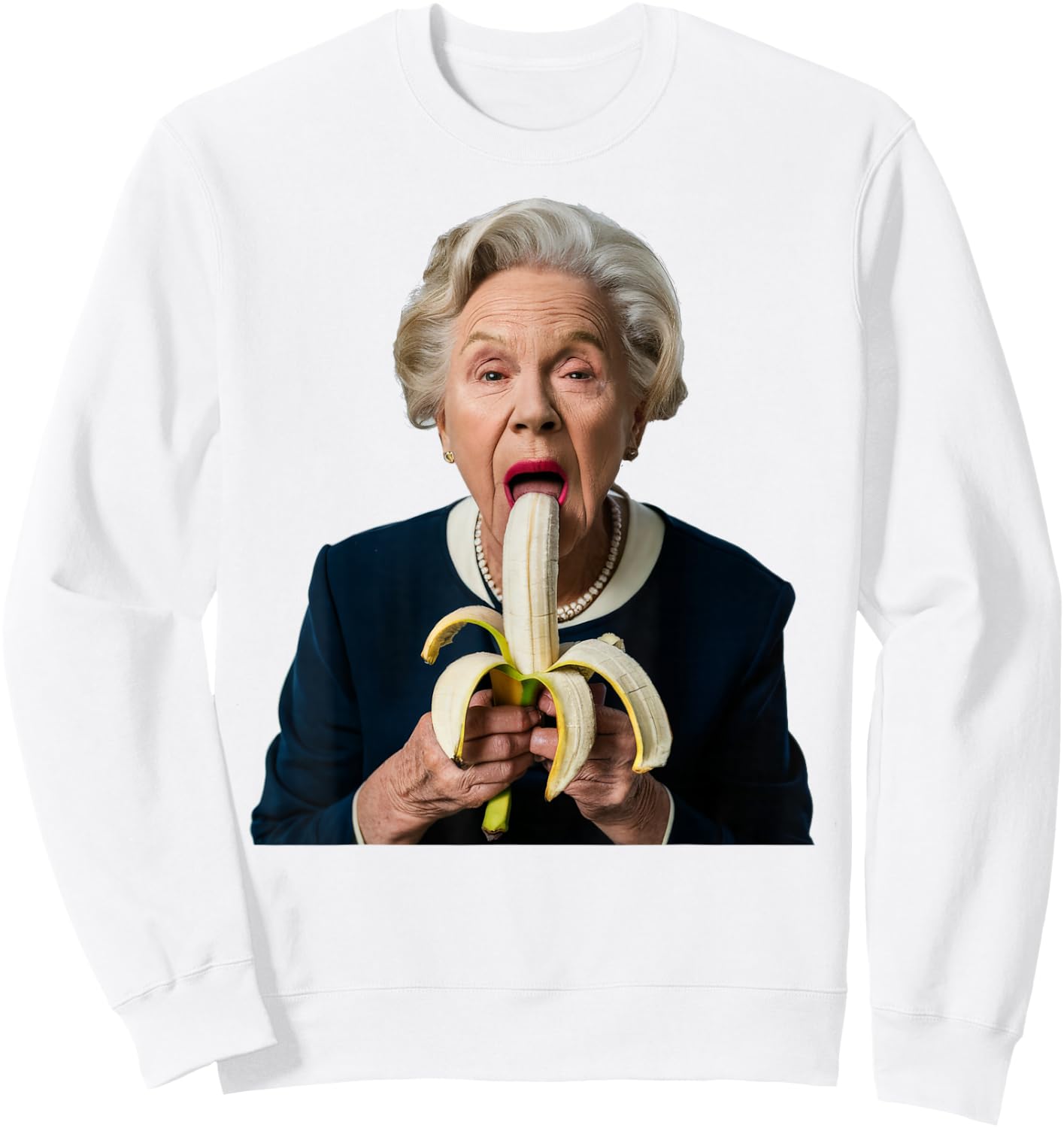 Oma Leckt Eis Creme Shirts Grandma Eats Banana Sweatshirt - Sweatshirt | White