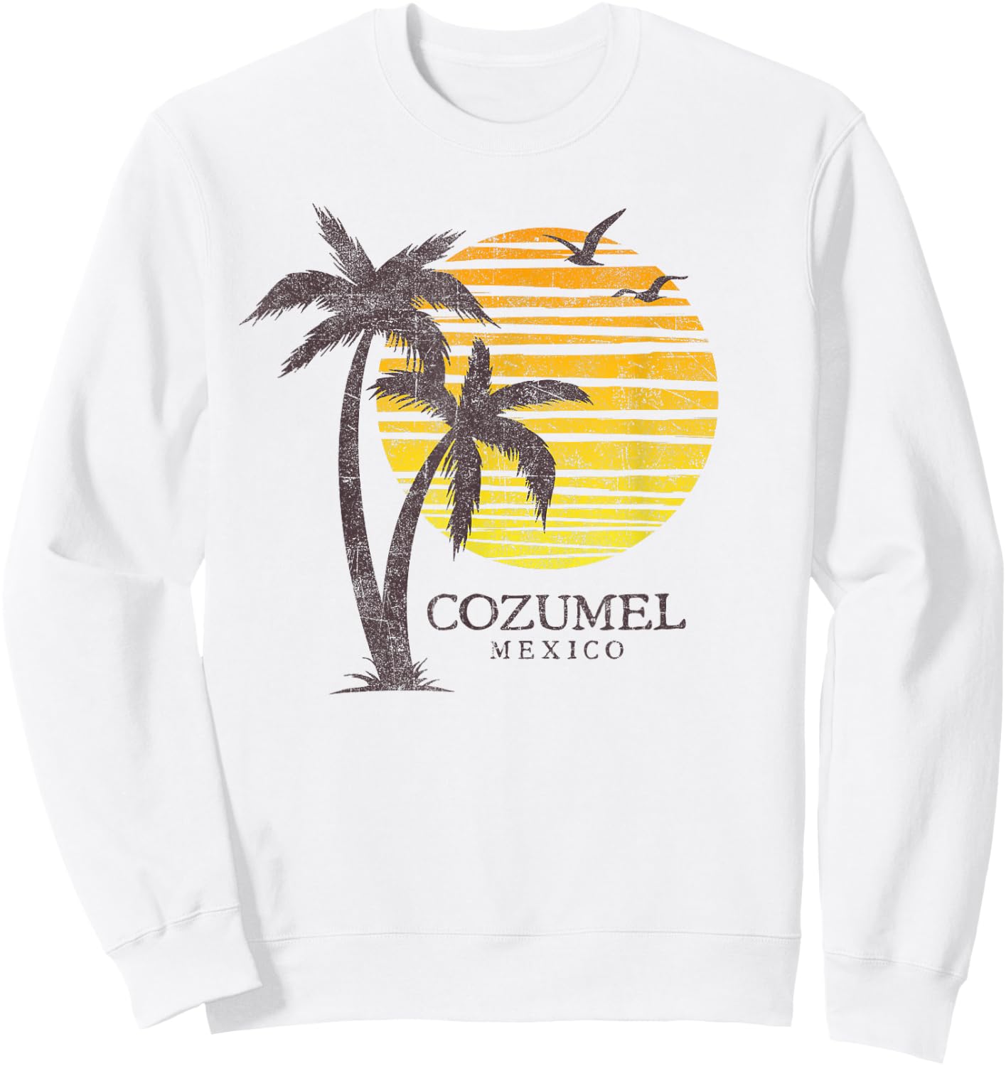 Cozumel Mexico Souvenir Beach Sunset Vintage Sweatshirt - Sweatshirt | White