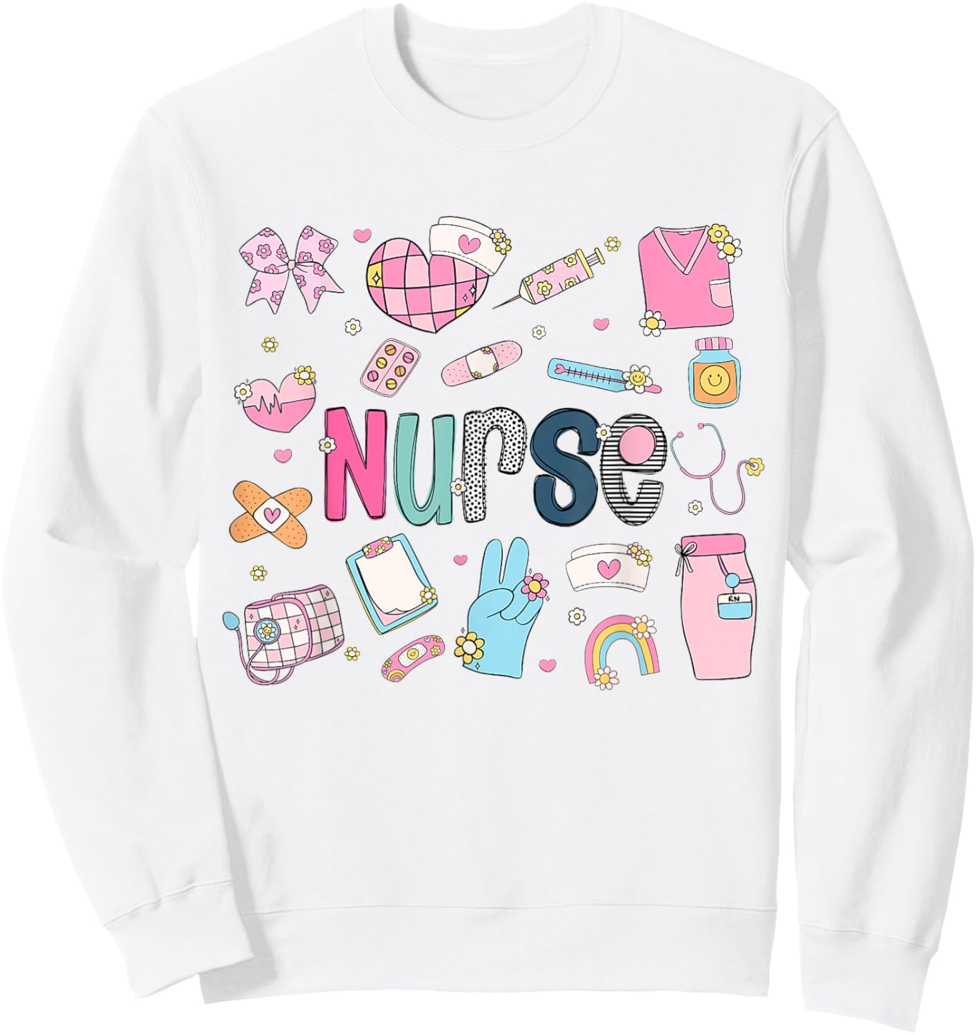 Cute Nurse Retro RN LPN Women Nurses School Life Work Scrub Sweatshirt - Sweatshirt | White