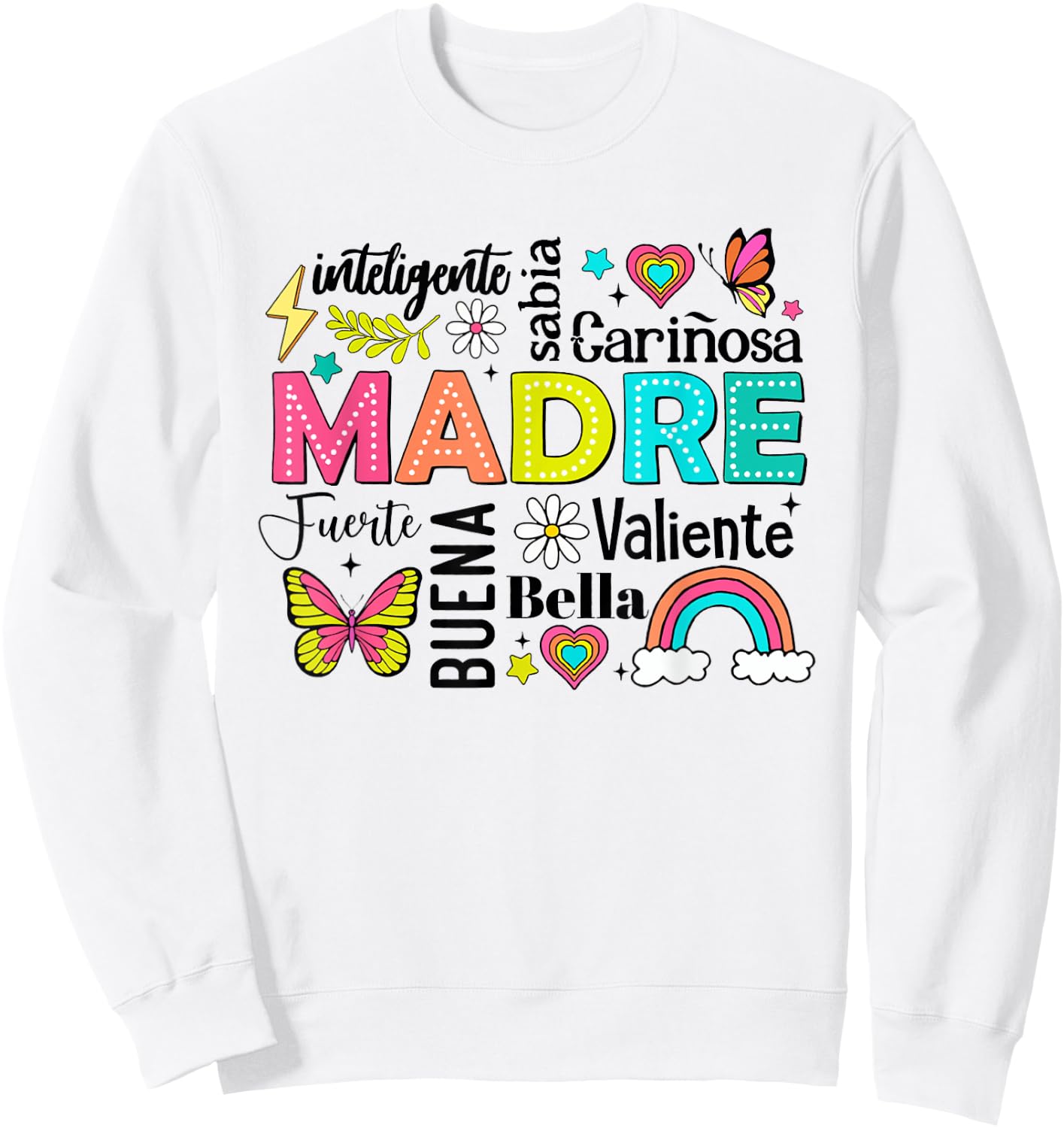 Retro Madre Ella Es Mamá Spanish Blessed Mom Mother's Day Sweatshirt - Sweatshirt | White