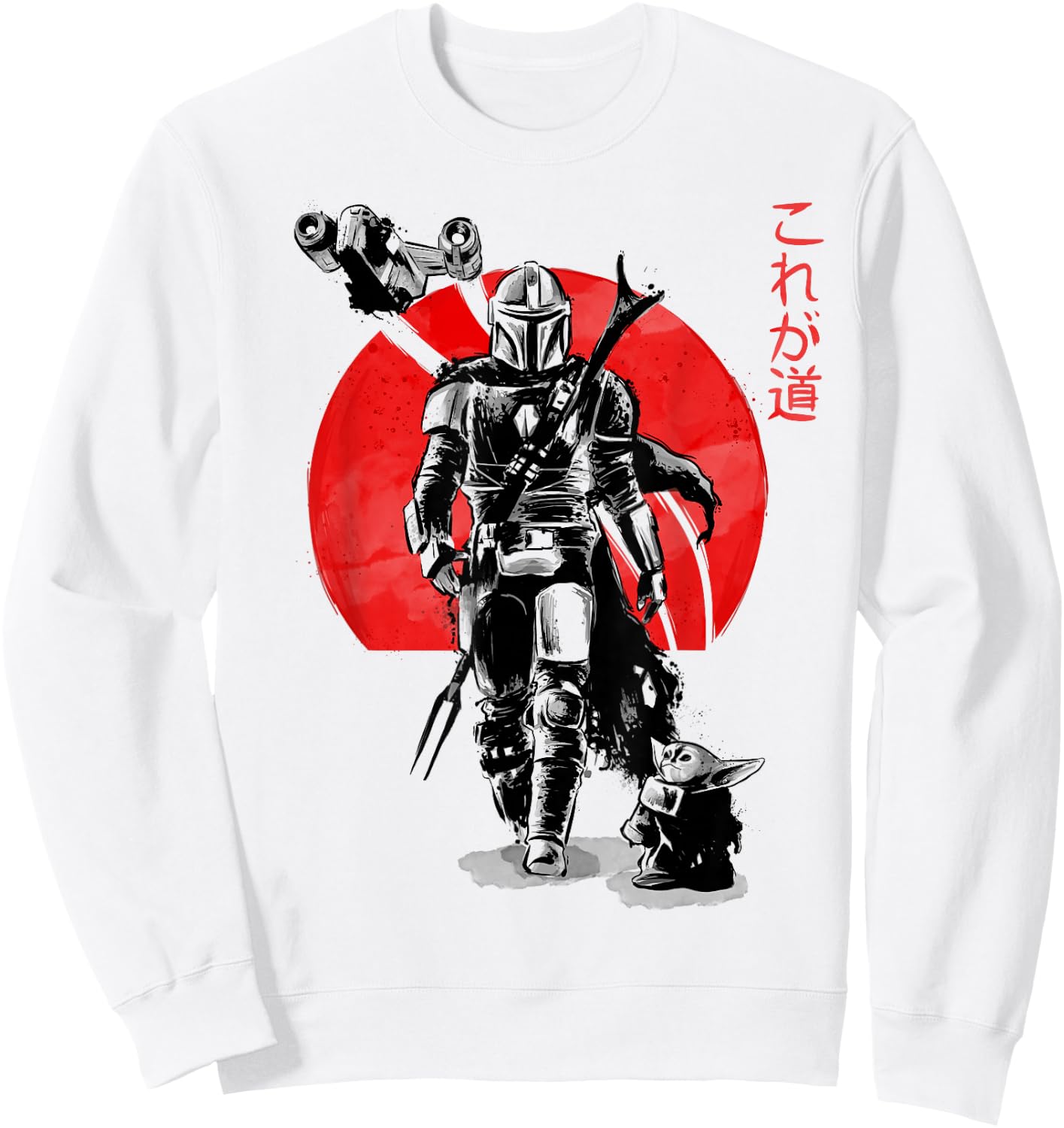 Star Wars The Mandalorian The Child Red Sun Ink Portrait Sweatshirt - Sweatshirt | White