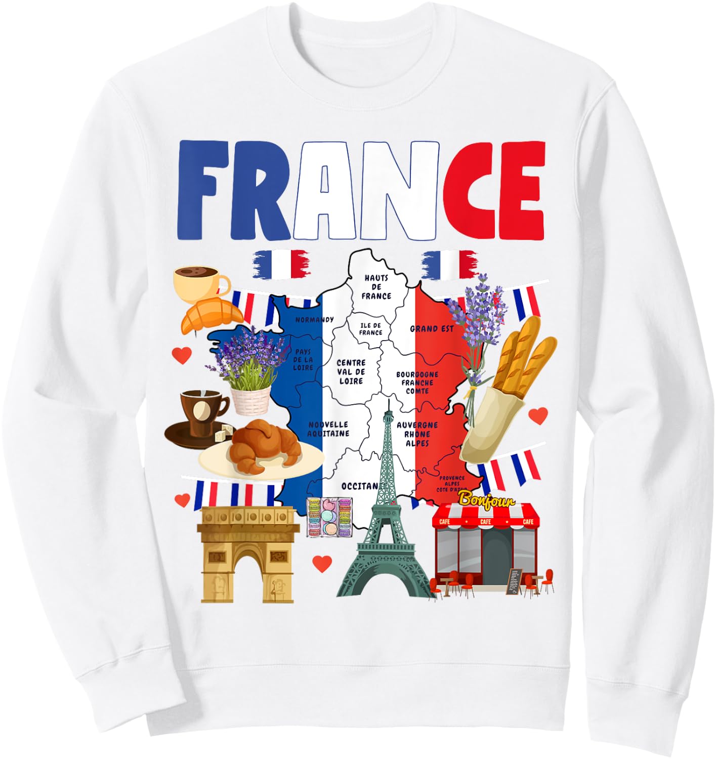 France Flag Outfit Idea For Kids French Flag & Lavender Sweatshirt - Sweatshirt | White