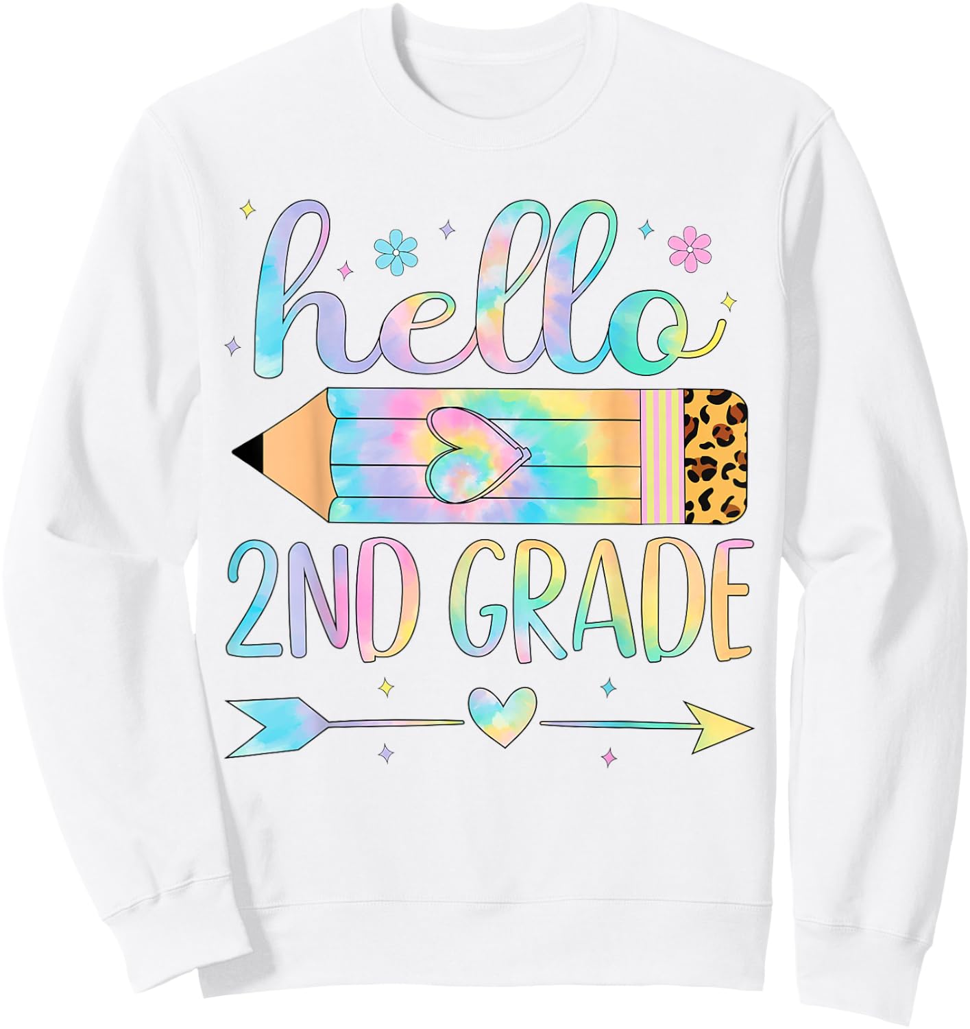Tie Dye 2nd Grade Back To School Hello Second Grade Teacher Sweatshirt - Sweatshirt | White