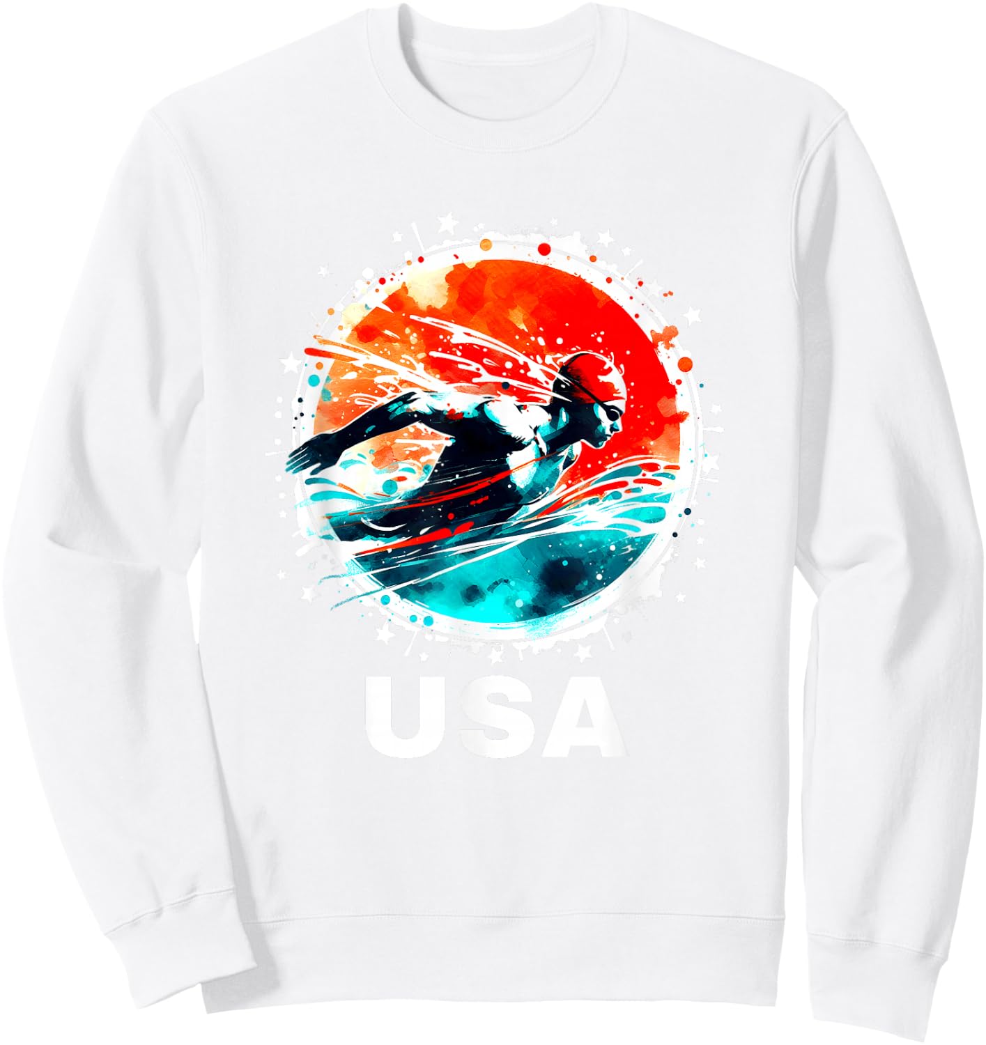 Swimming United States Team Apparel American Flag Swimming Sweatshirt - Sweatshirt | White