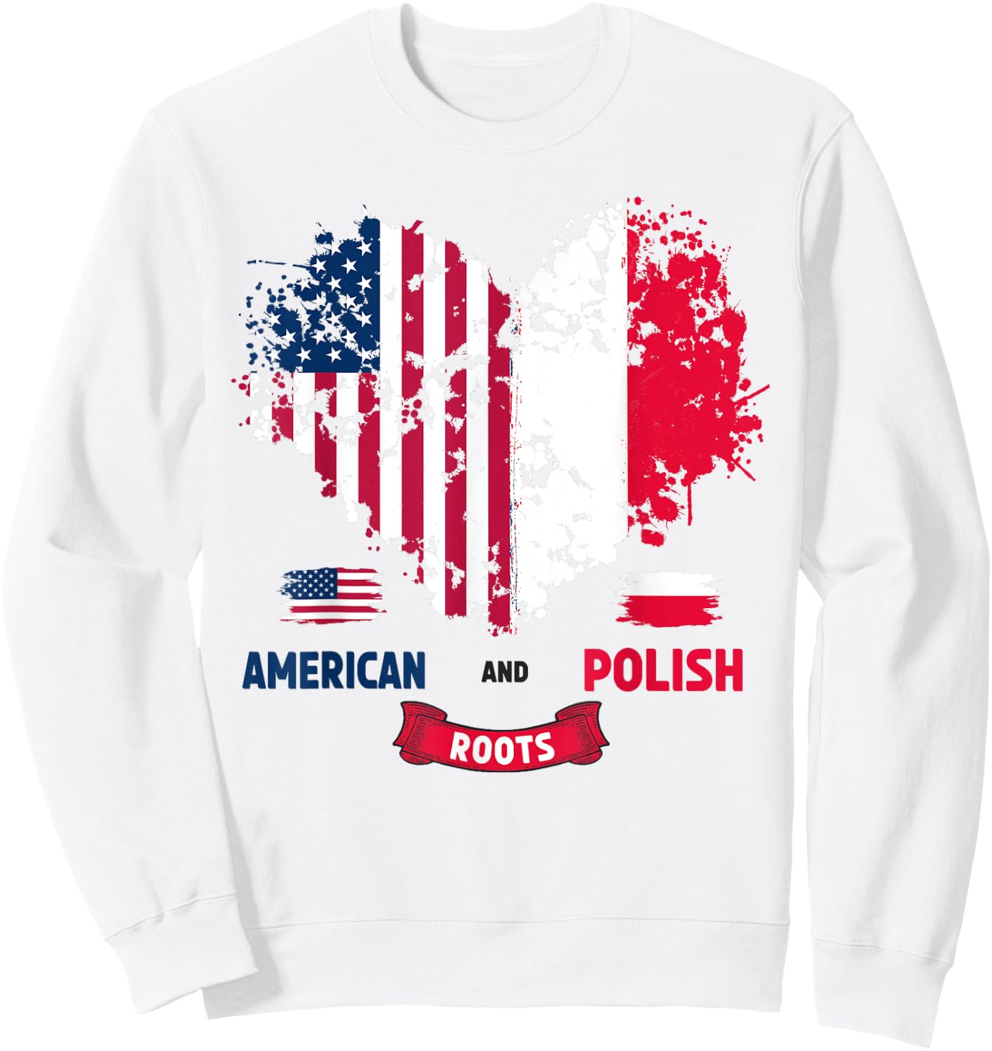 Polish American Flag Ideas For Kids Poland Flag Heart Sweatshirt - Sweatshirt | White