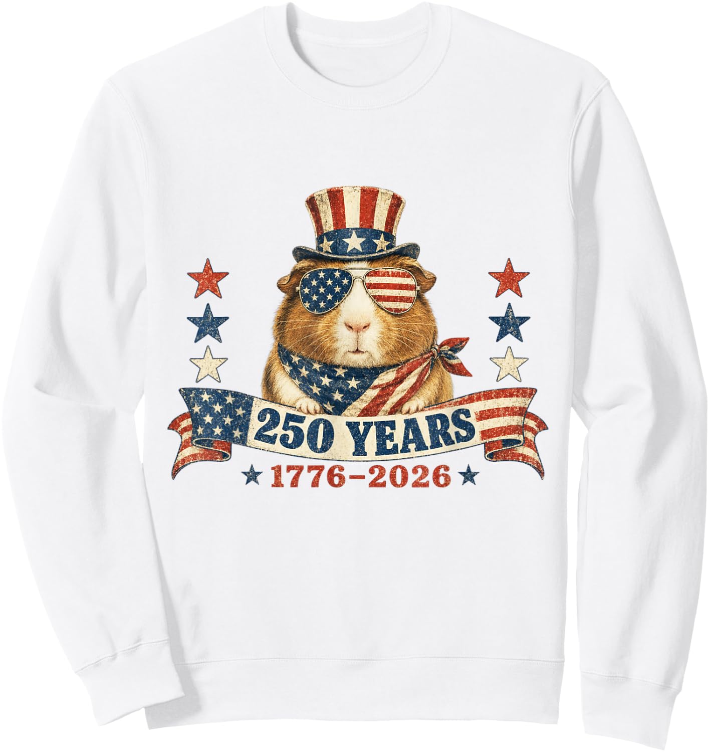 Funny USA Independence Day Patriotic 4th of July Guinea Pig Sweatshirt - Sweatshirt | White