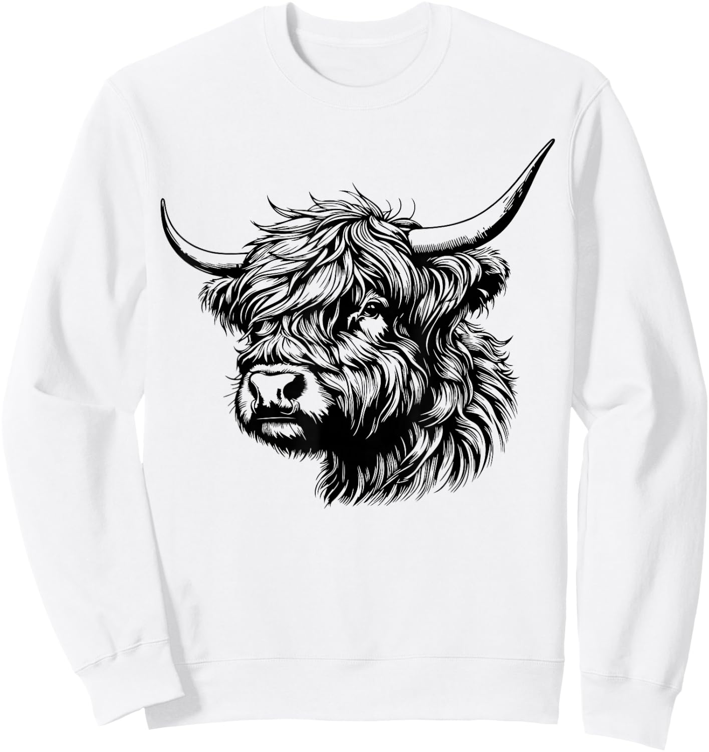 Scottish Highland Cow Head Calf Animal Cute Highland Cow Sweatshirt - Sweatshirt | White