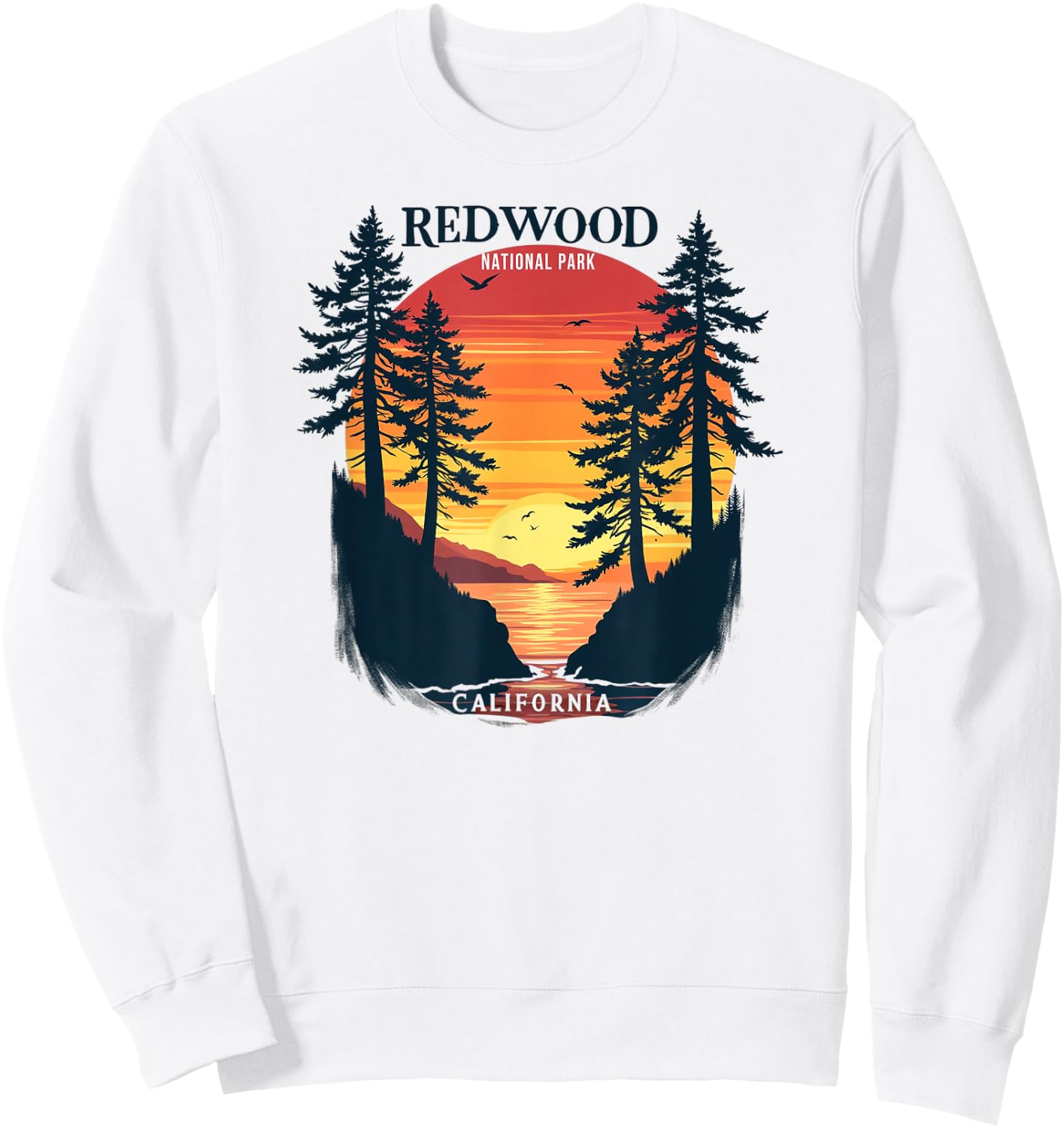 Redwood National Park California Sunset Sweatshirt - Sweatshirt | White