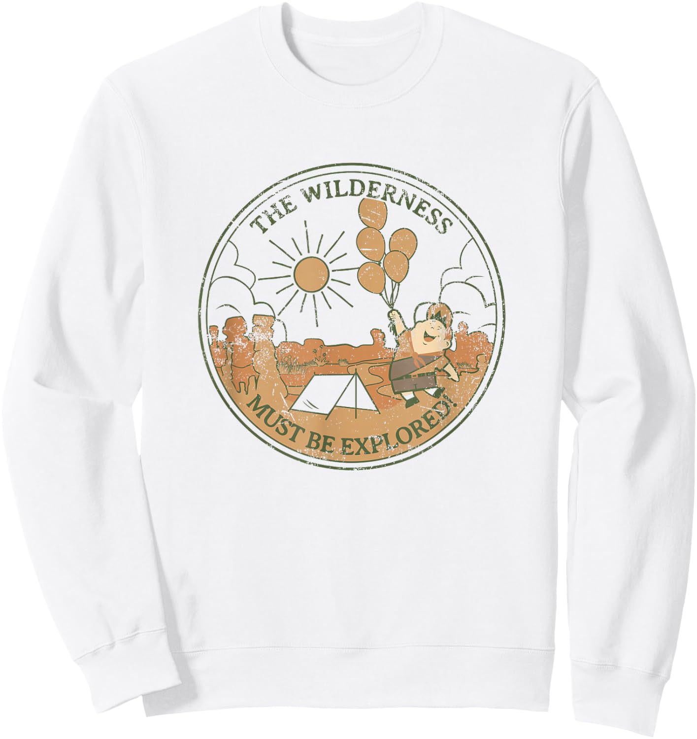 Disney Pixar Up The Wilderness Must Be Explored Distressed Sweatshirt - Sweatshirt | White