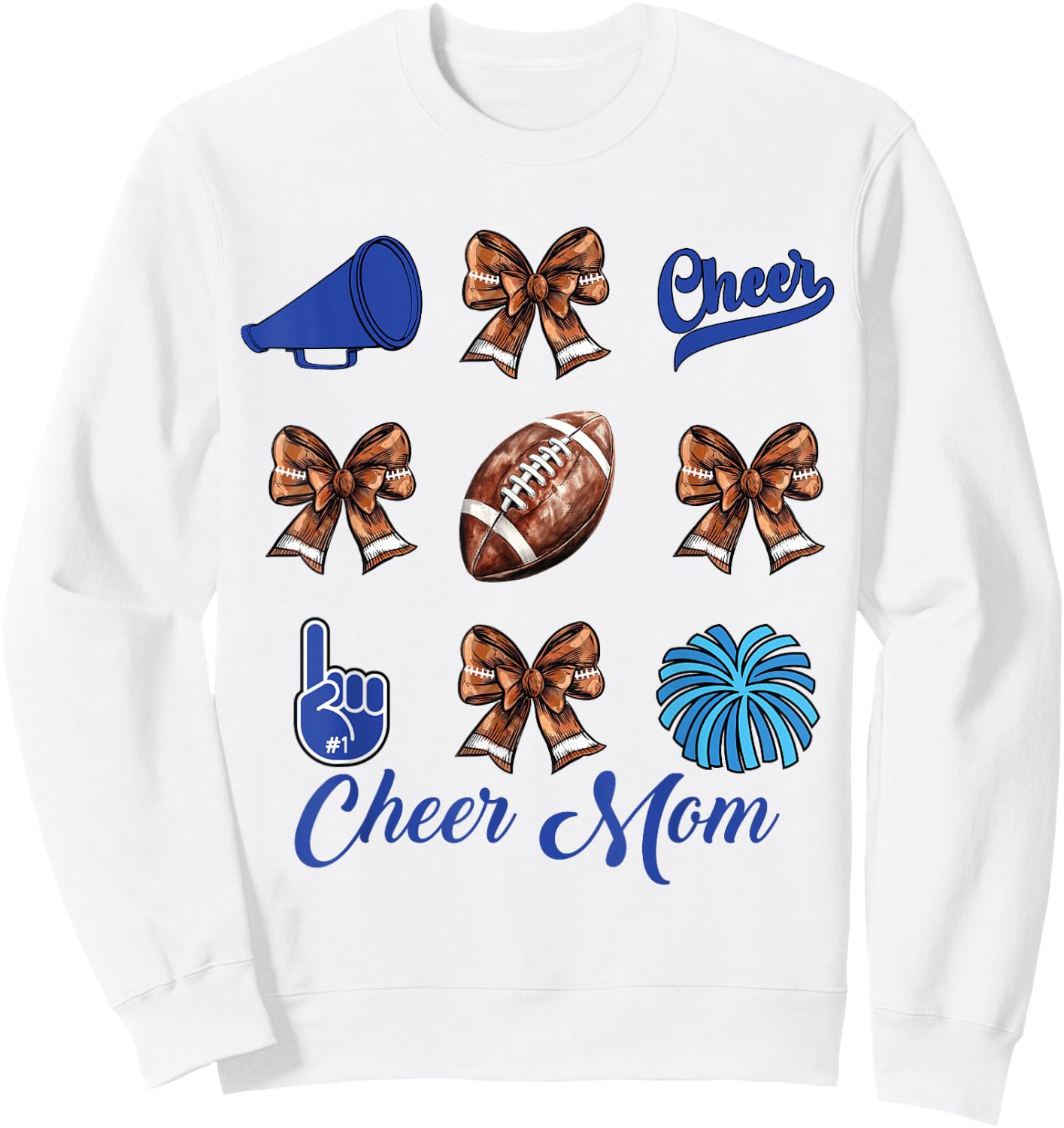 Cheer Mom Football Coquette Bow Cheerleading Mama Sweatshirt - Sweatshirt | White