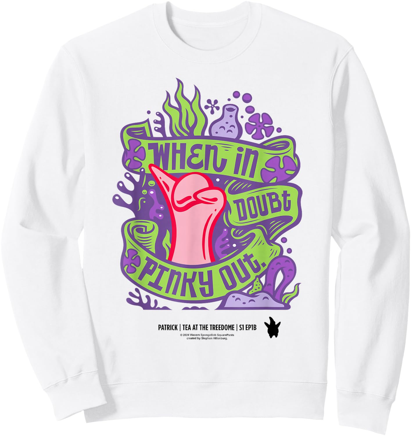 SpongeBob SquarePants Patrick Pinky Out Sweatshirt - Sweatshirt | White