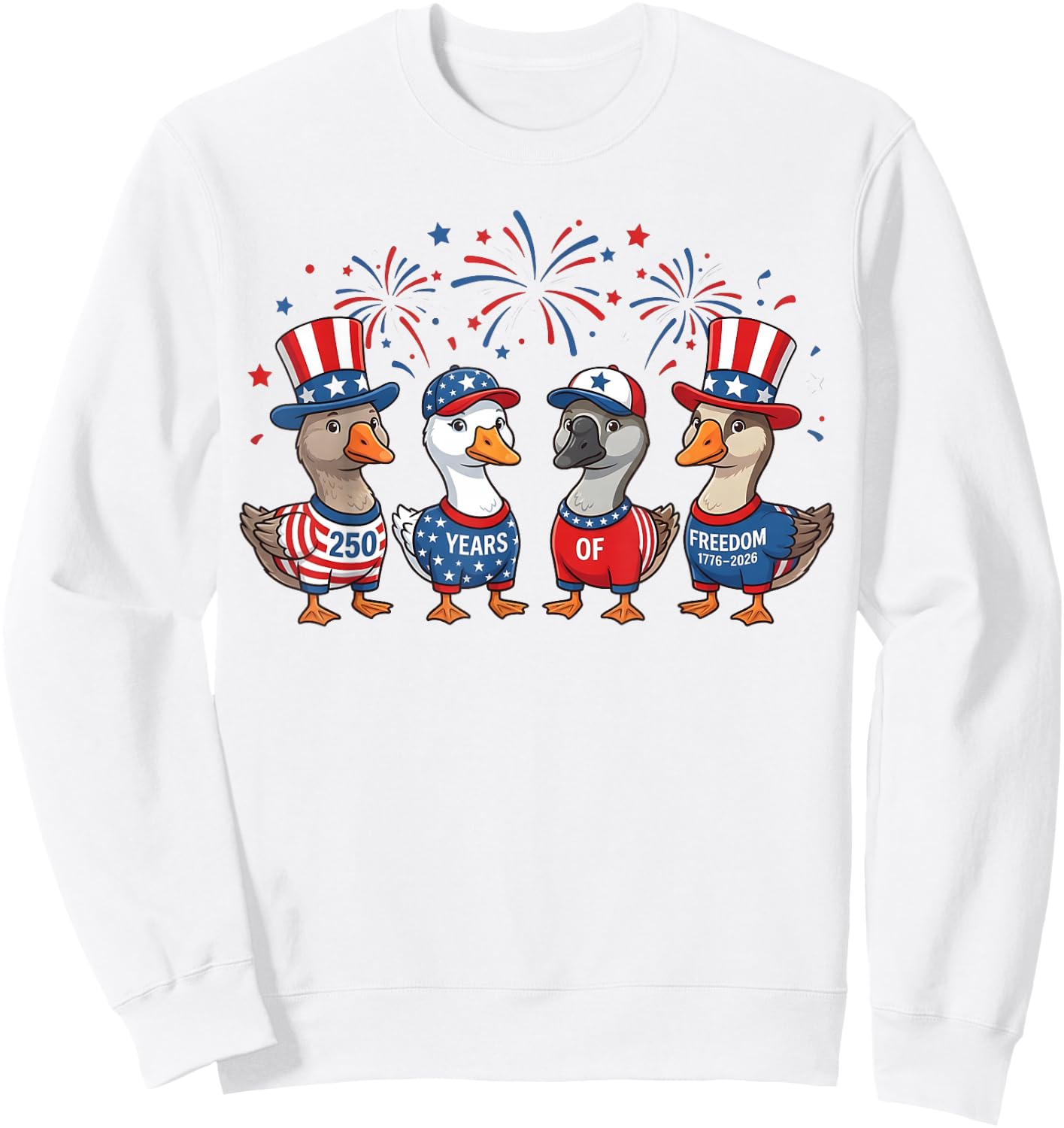 250 Gooses Anniversary Patriotic American Independence Day Sweatshirt - Sweatshirt | White