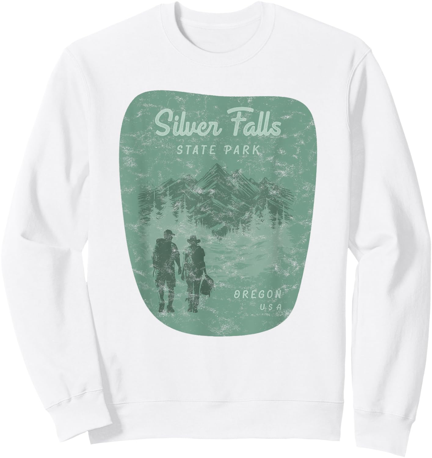 Silver Falls State Park Oregon Hiking Retro Vintage Sweatshirt - Sweatshirt | White