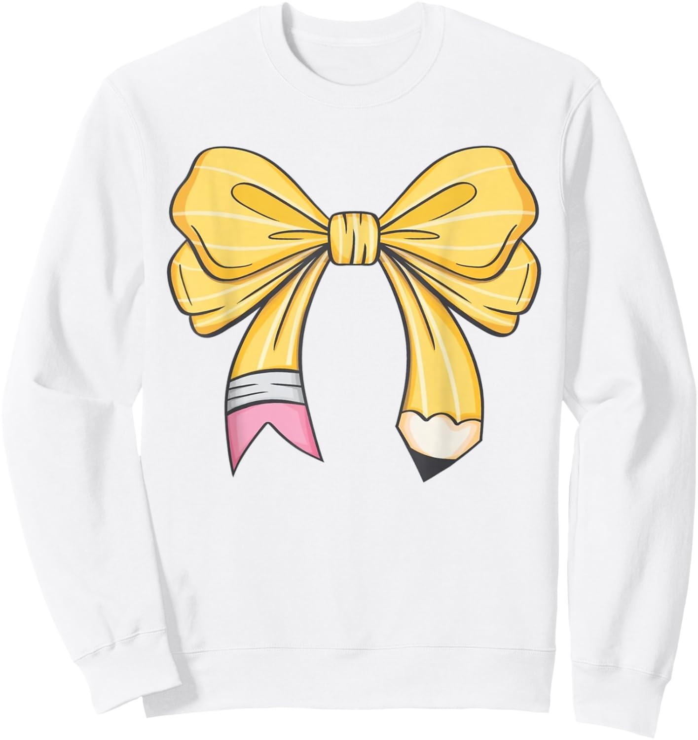 Coquette Pencil Bow Teacher Back To School Men Women Sweatshirt - Sweatshirt | White