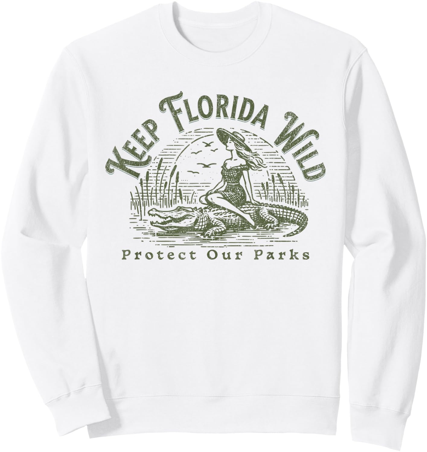 Florida Wildlife Parks Keep Florida Wild Alligator Sweatshirt - Sweatshirt | White