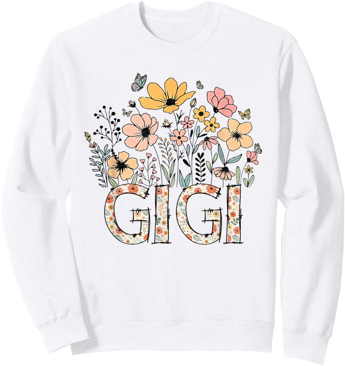GiGi Wildflower Cute Floral Mother's Day For Grandma Women Sweatshirt - Sweatshirt | White
