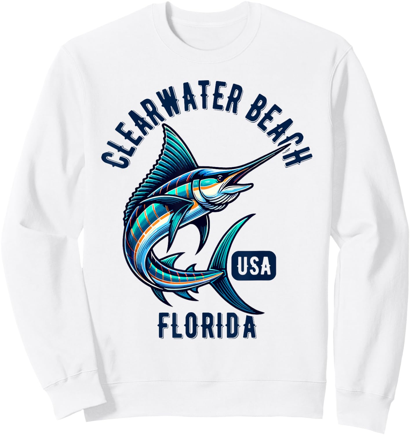 Clearwater Beach Florida USA Fishing Design Women Kids Sweatshirt - Sweatshirt | White