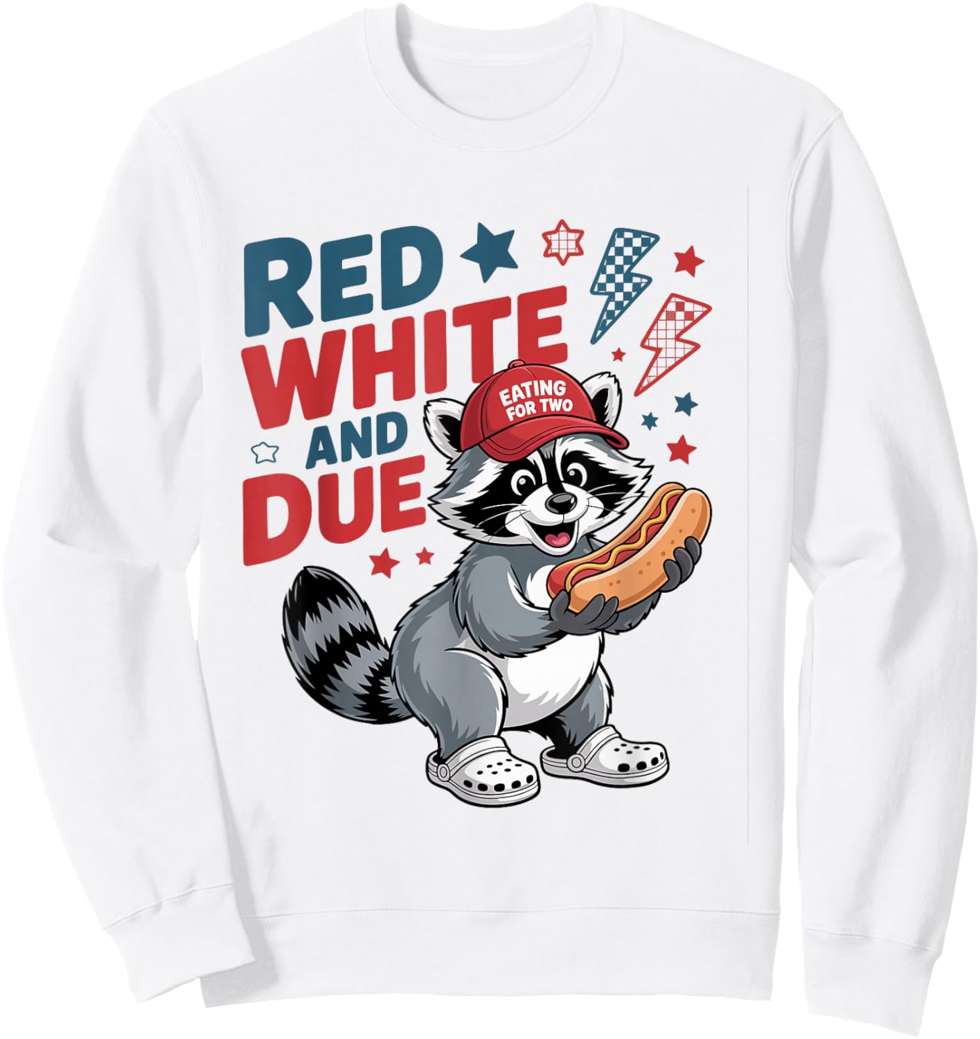 Red White and Due Funny Raccoon 4th of July Sweatshirt - Sweatshirt | White