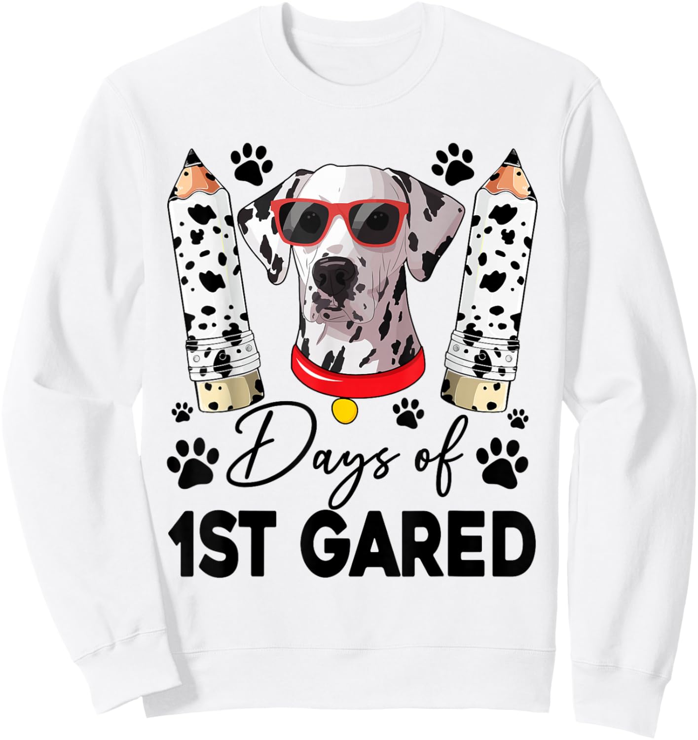100 Day Of 1st Grade 100 Days Smarter Teacher Dalmatian Dog Women Kids Sweatshirt - Sweatshirt | White