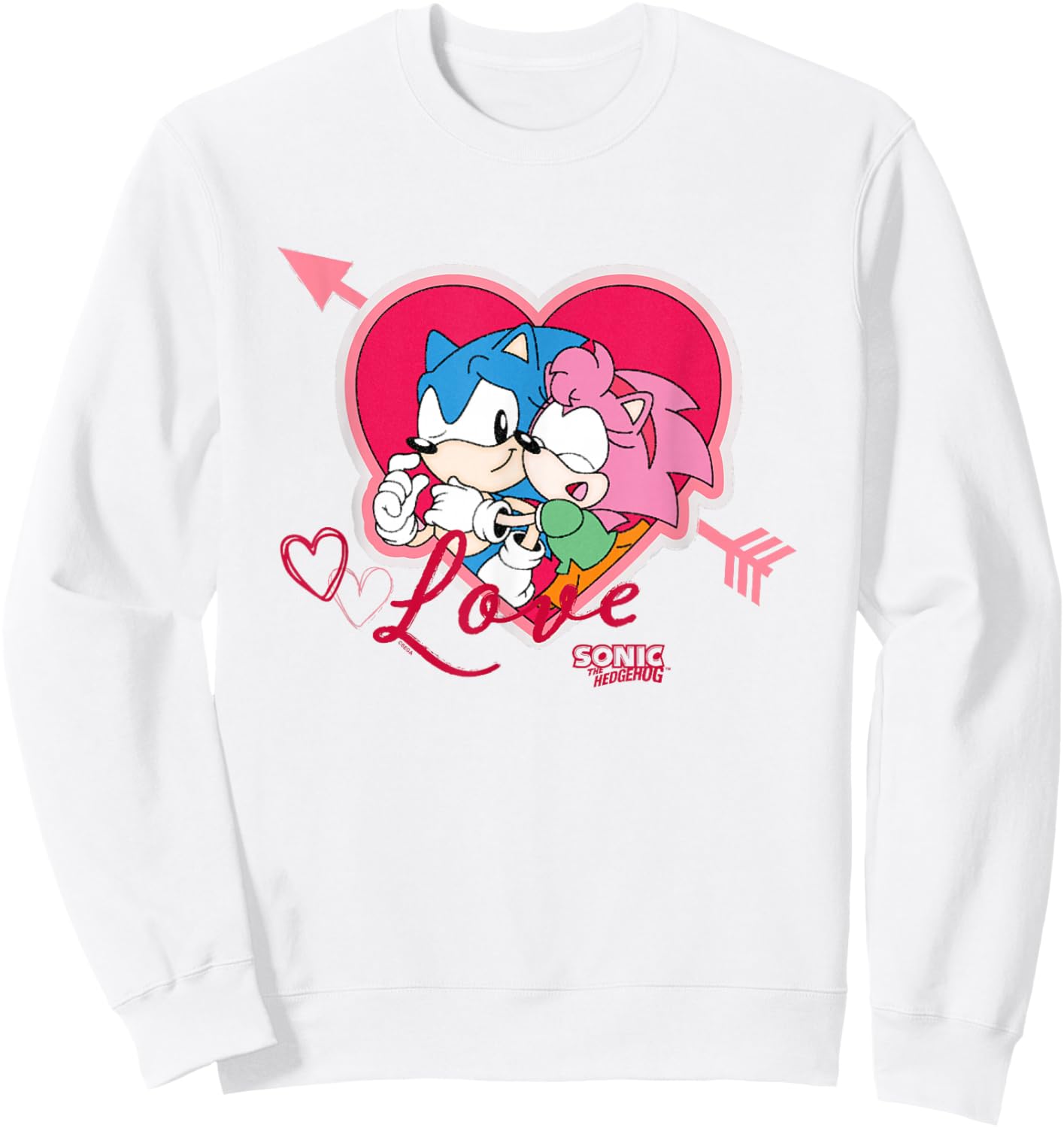 Sonic The Hedgehog Valentine's Day Sonic Amy Love Big Logo Sweatshirt - Sweatshirt | White