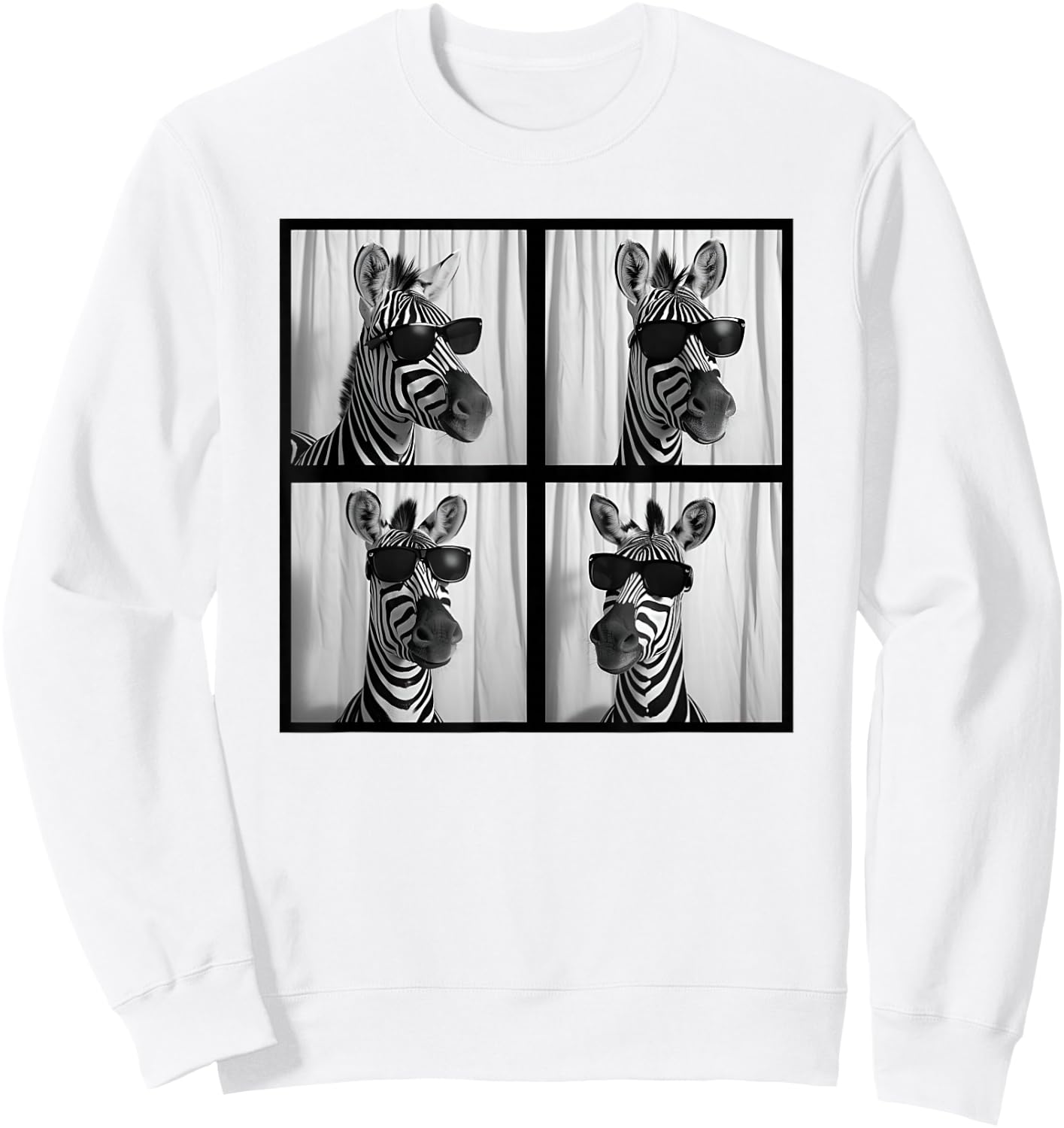 Zebra With Sunglasses Zoo Lover Funny Safari Animal Photo Sweatshirt - Sweatshirt | White