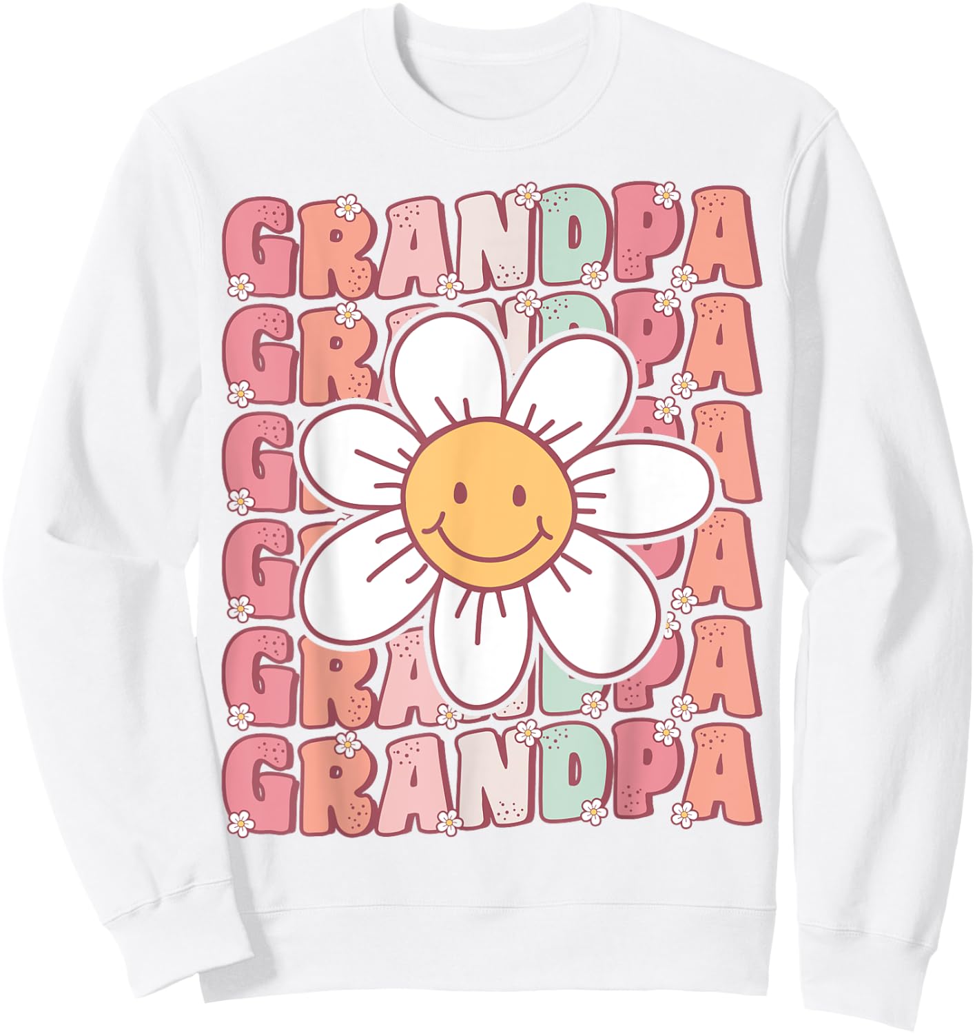 Groovy Grandpa Matching Family Birthday Party Daisy Flower Sweatshirt - Sweatshirt | White